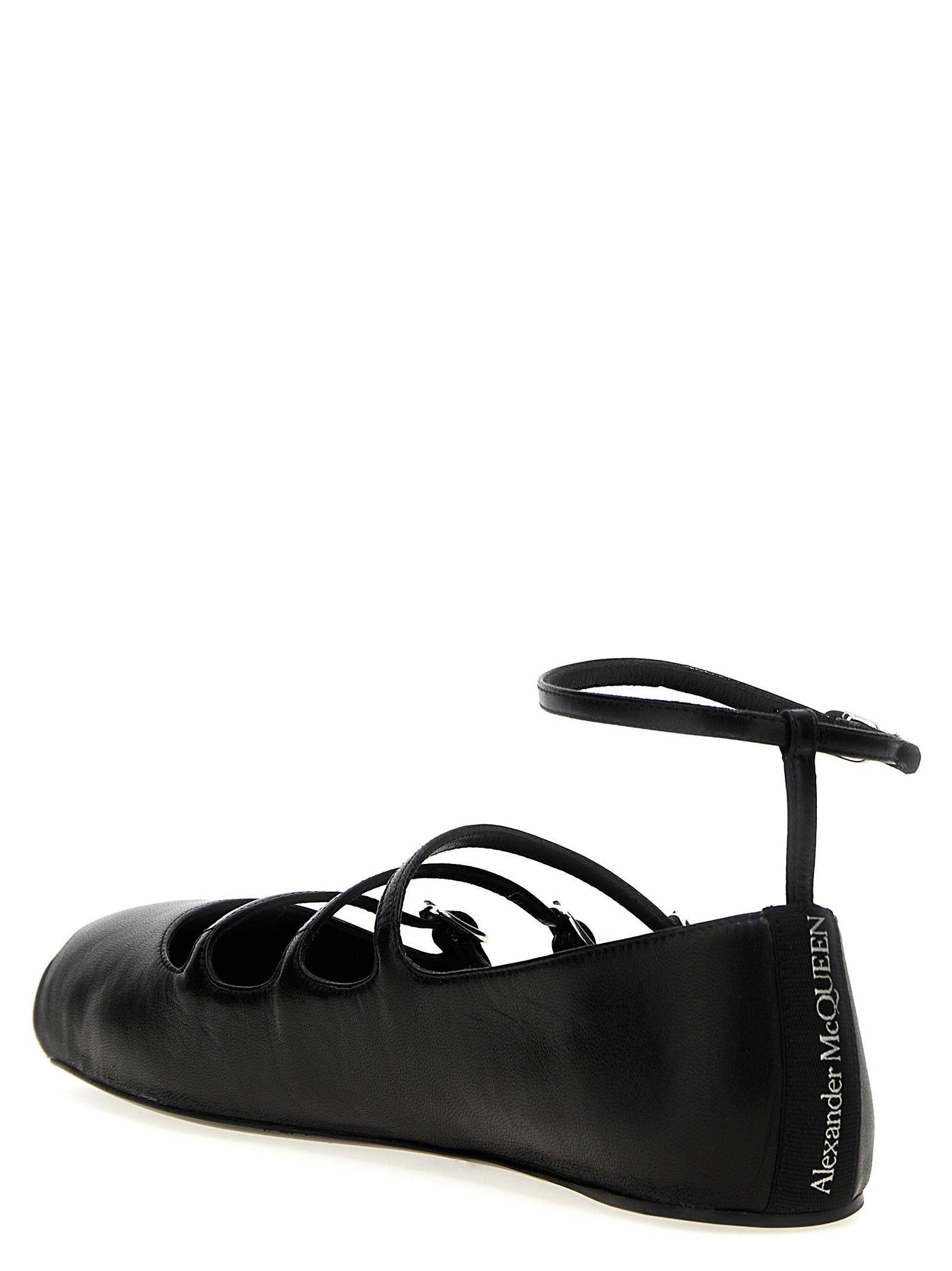 Alexander Mcqueen Leather Strap Ballet Flats