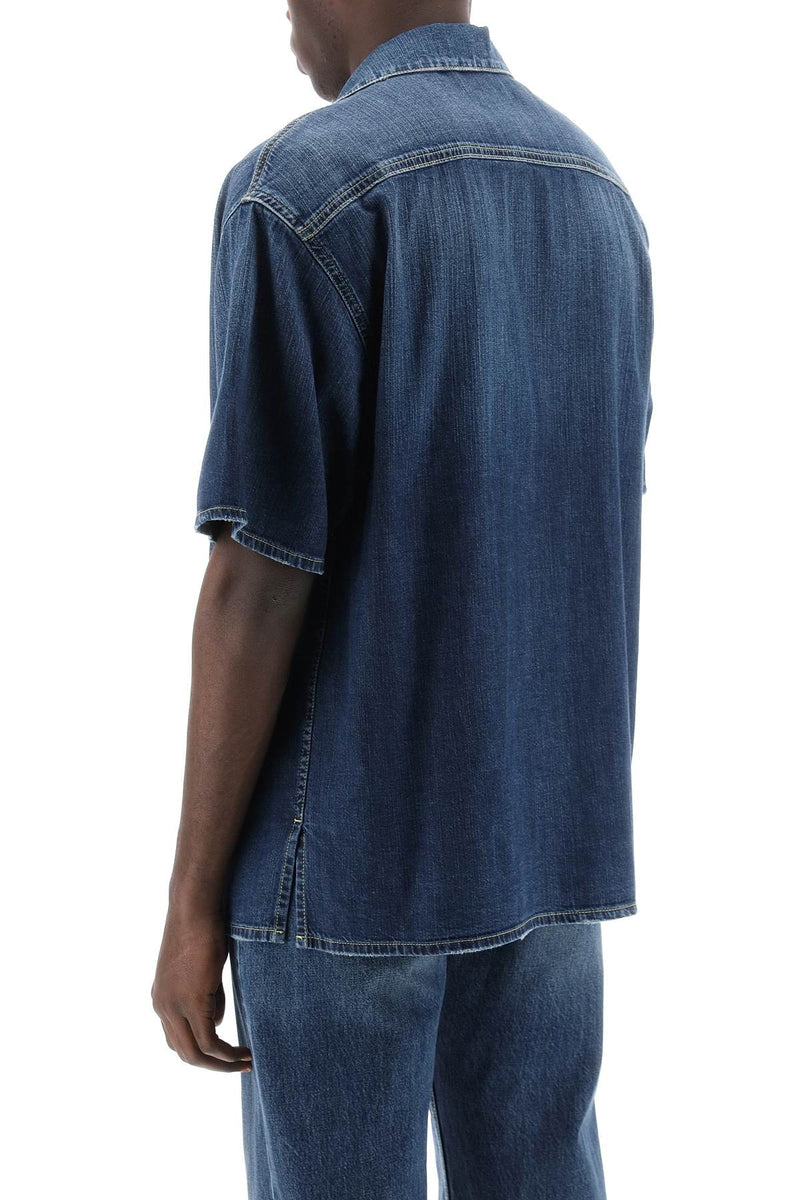 Alexander McQueen Organic Denim Short Sleeve Shirt Blue