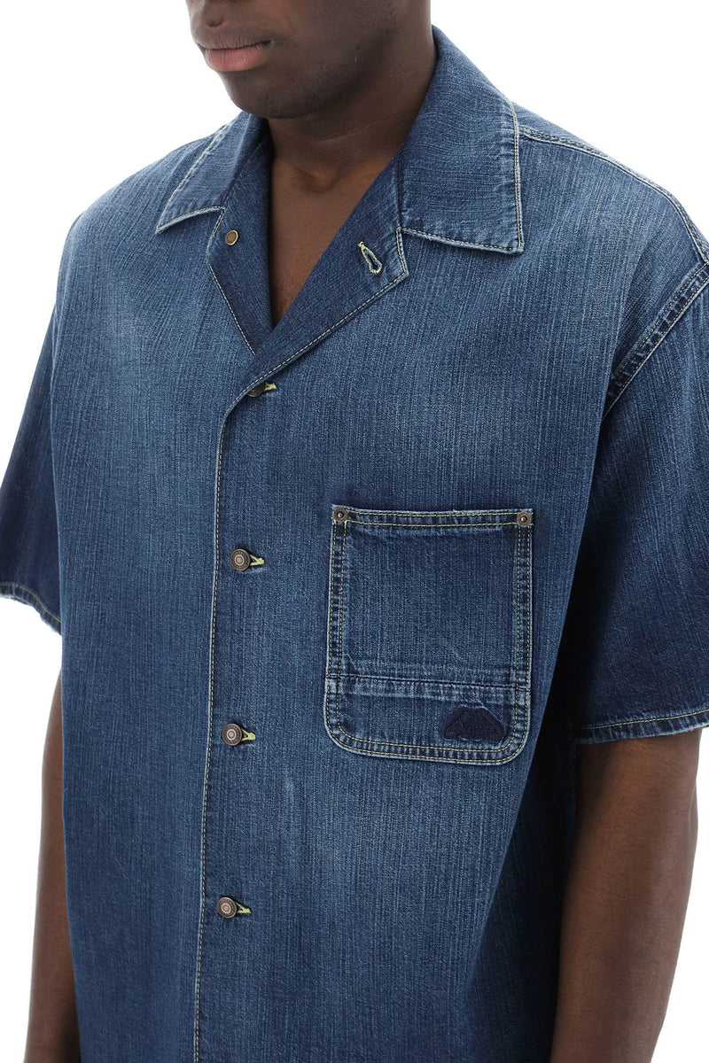 Alexander McQueen Organic Denim Short Sleeve Shirt Blue