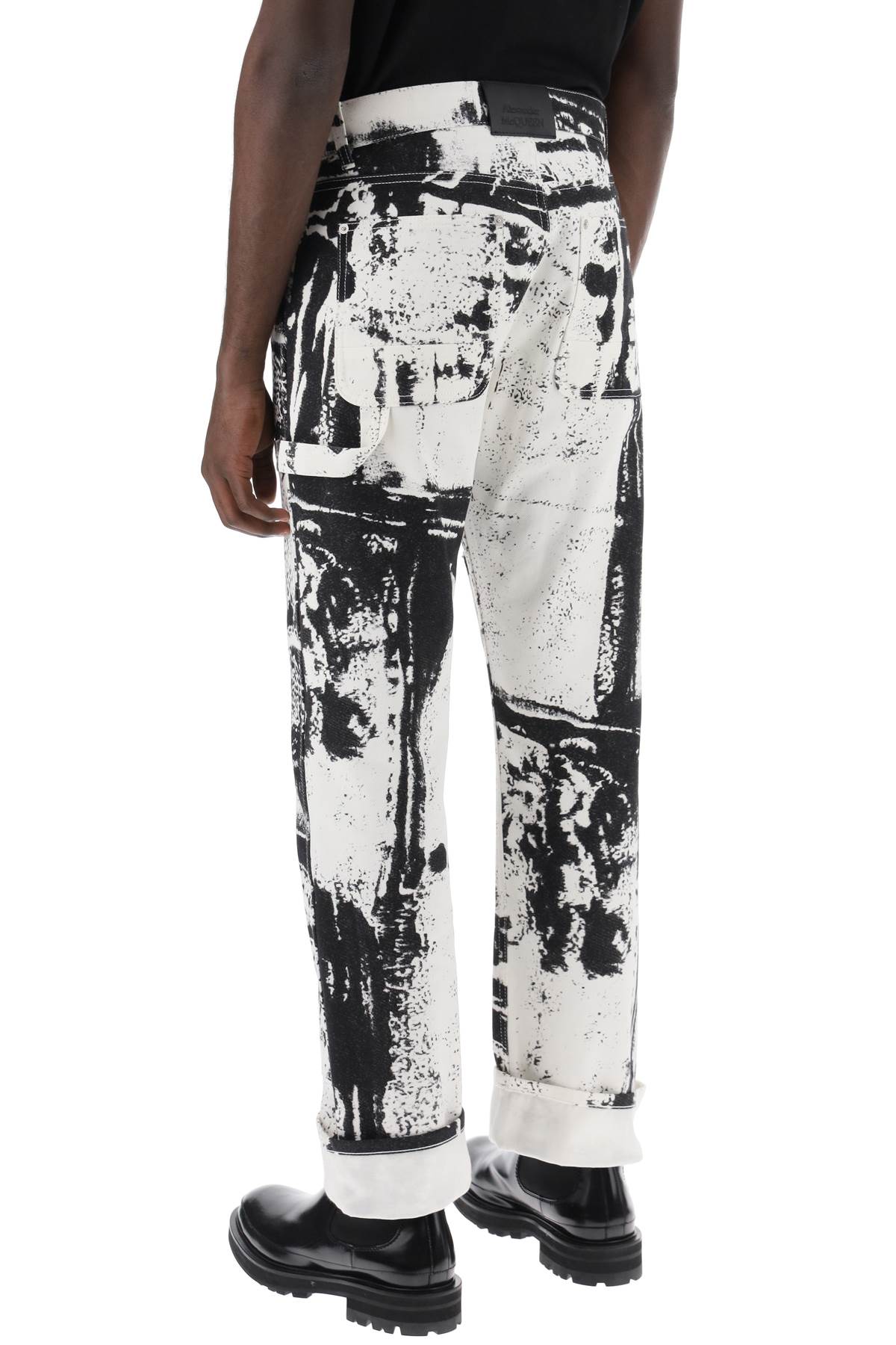 Alexander McQueen Fold Print Workwear Jeans White