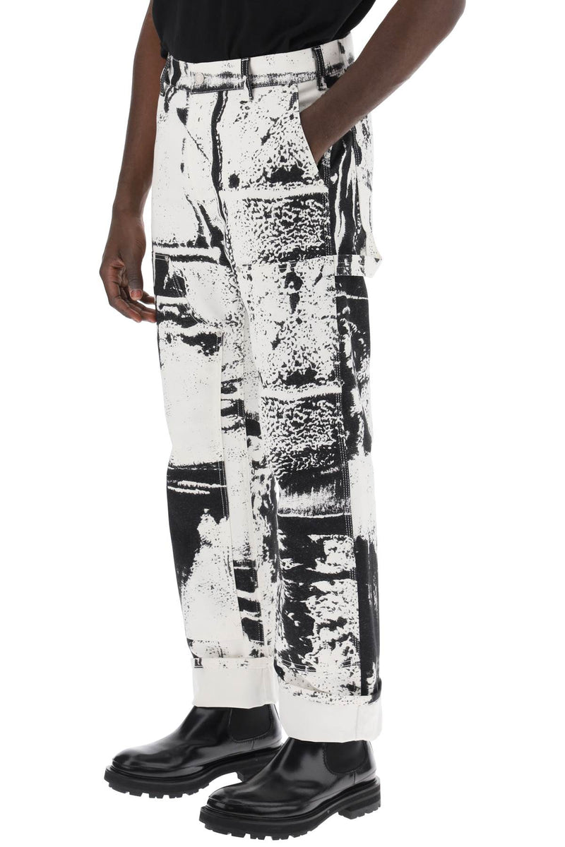 Alexander McQueen Fold Print Workwear Jeans White