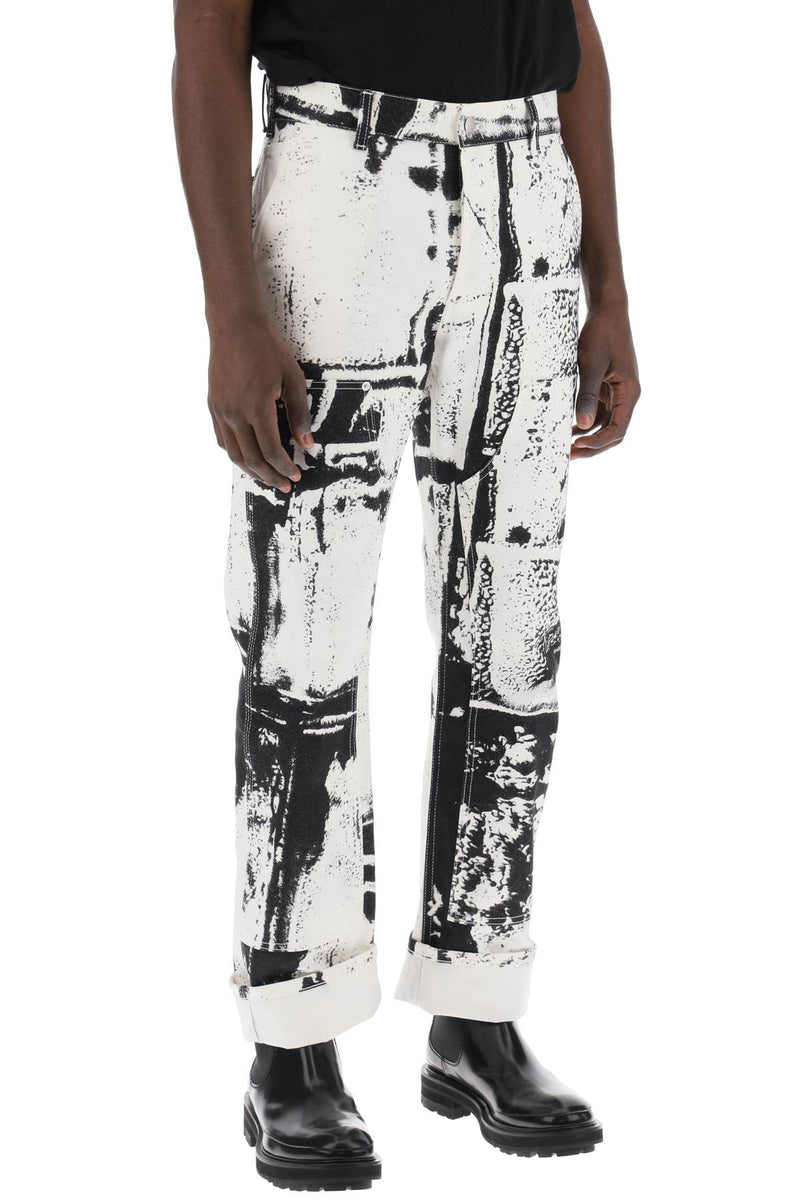 Alexander McQueen Fold Print Workwear Jeans White