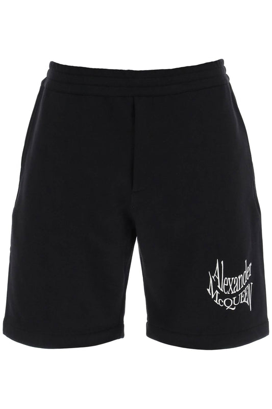 Alexander McQueen Warped Logo Sweat Shorts Black