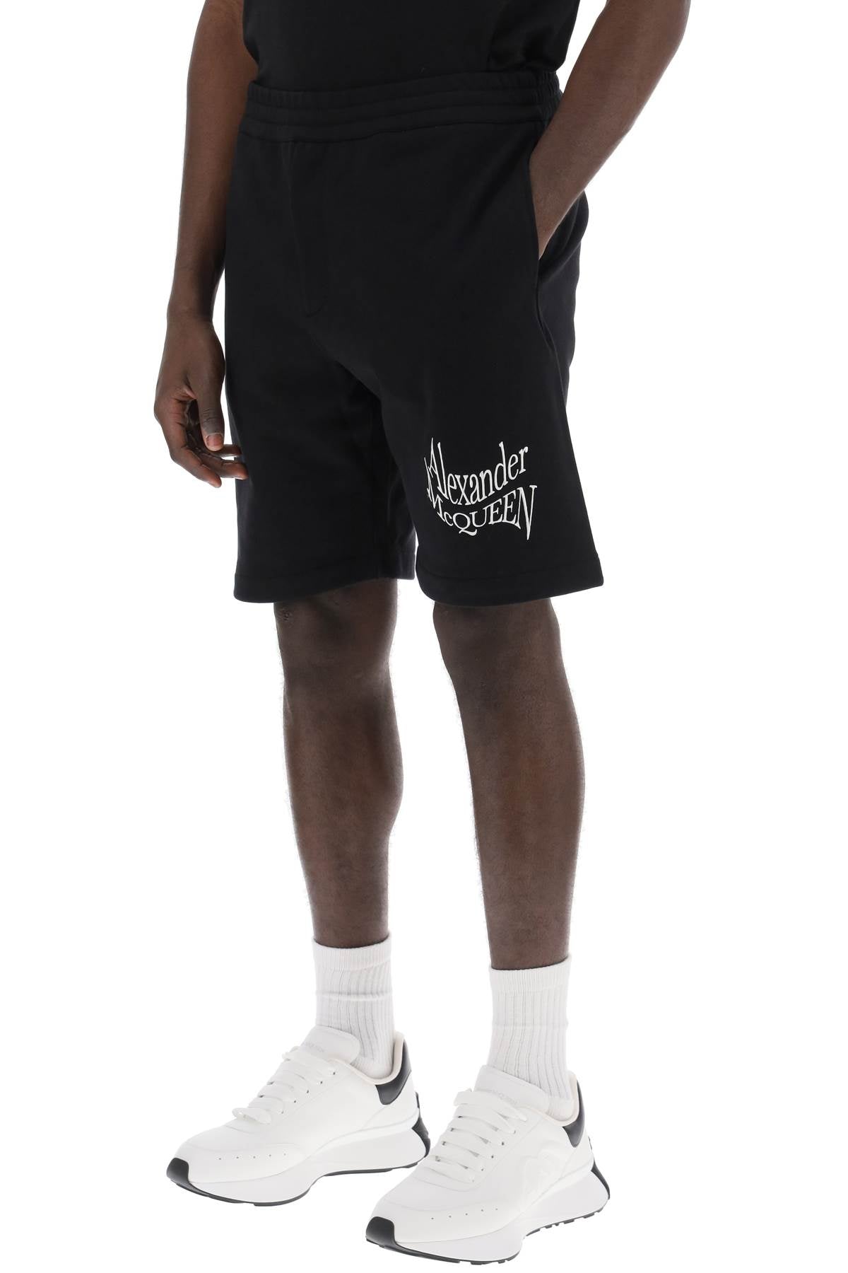 Alexander Mcqueen Warped Logo Sweat Shorts