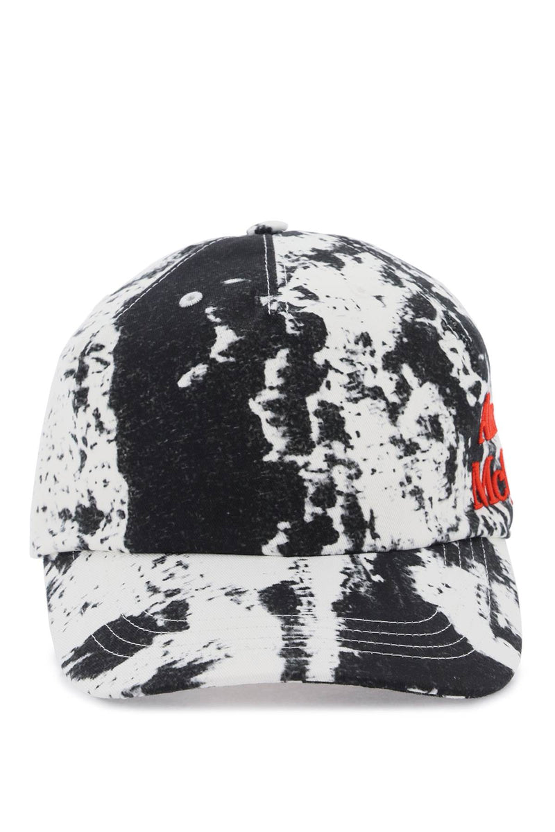 Alexander McQueen Printed Baseball Cap With Logo Embroidery White