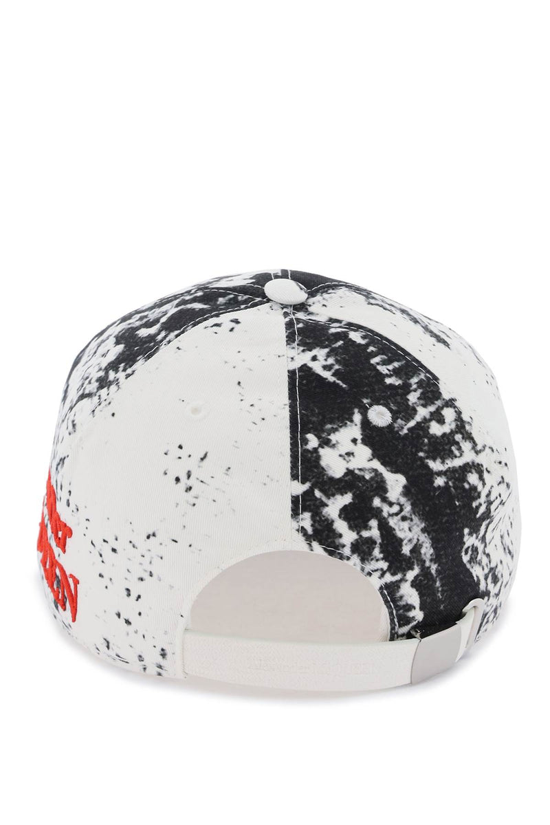 Alexander McQueen Printed Baseball Cap With Logo Embroidery White