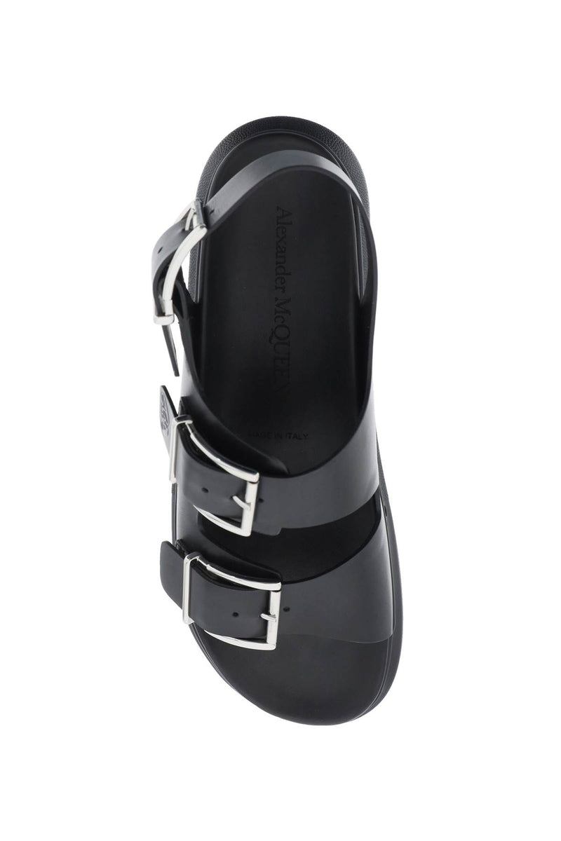 Alexander McQueen Leather Sandals With Maxi Buckles Black