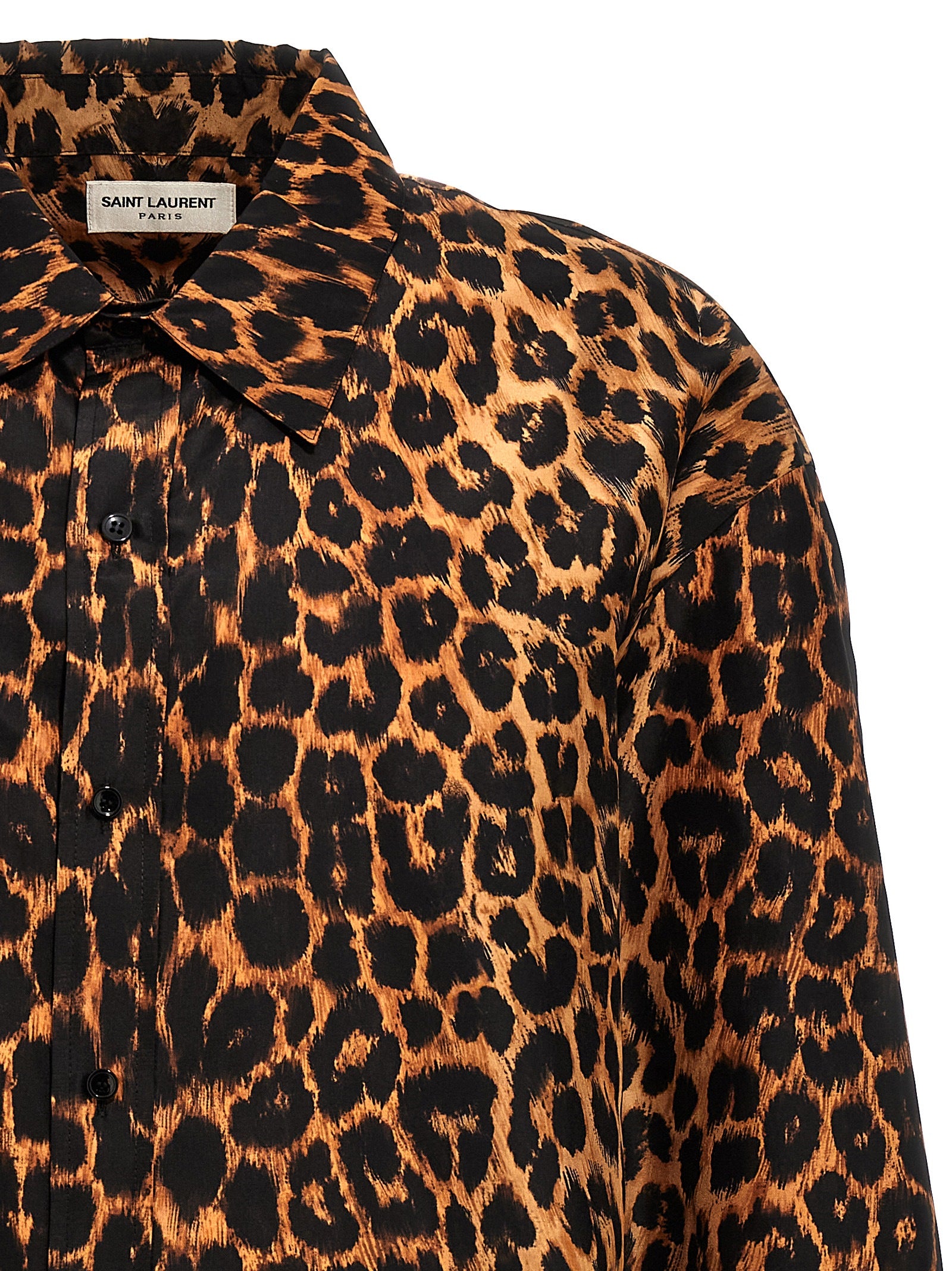 Saint Laurent Leopard Print Taffeta Shirt