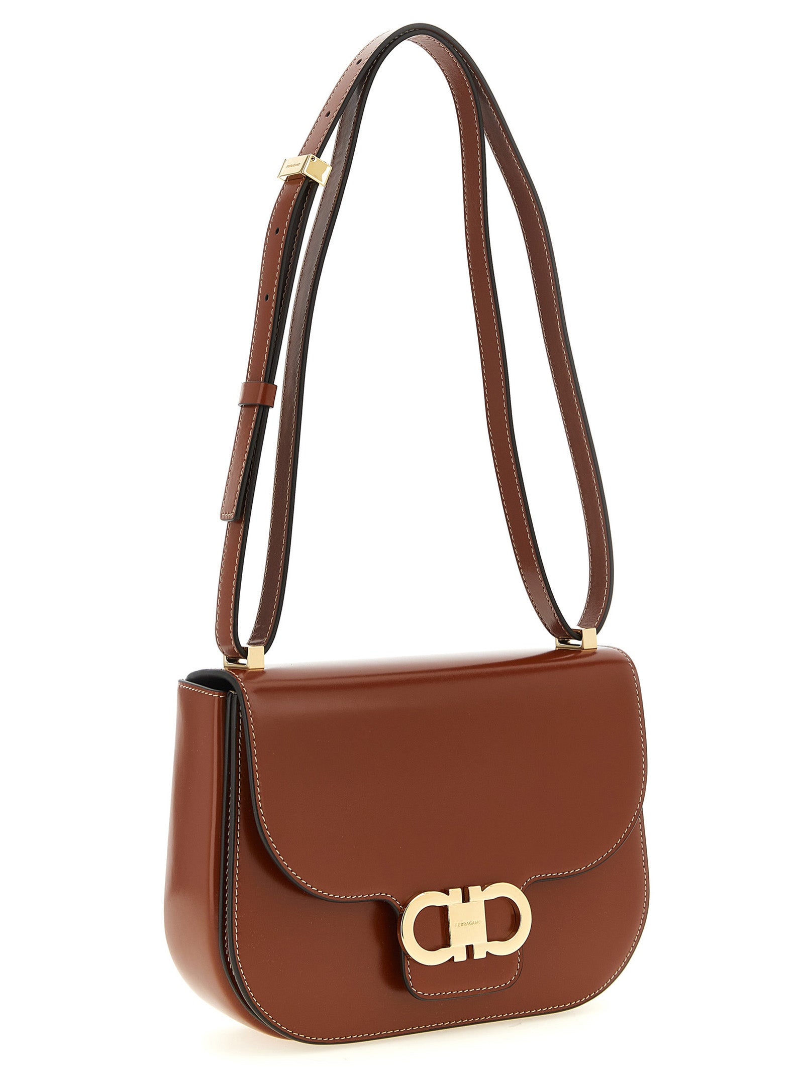 Ferragamo 'Double Gancini' Closure Shoulder Bag