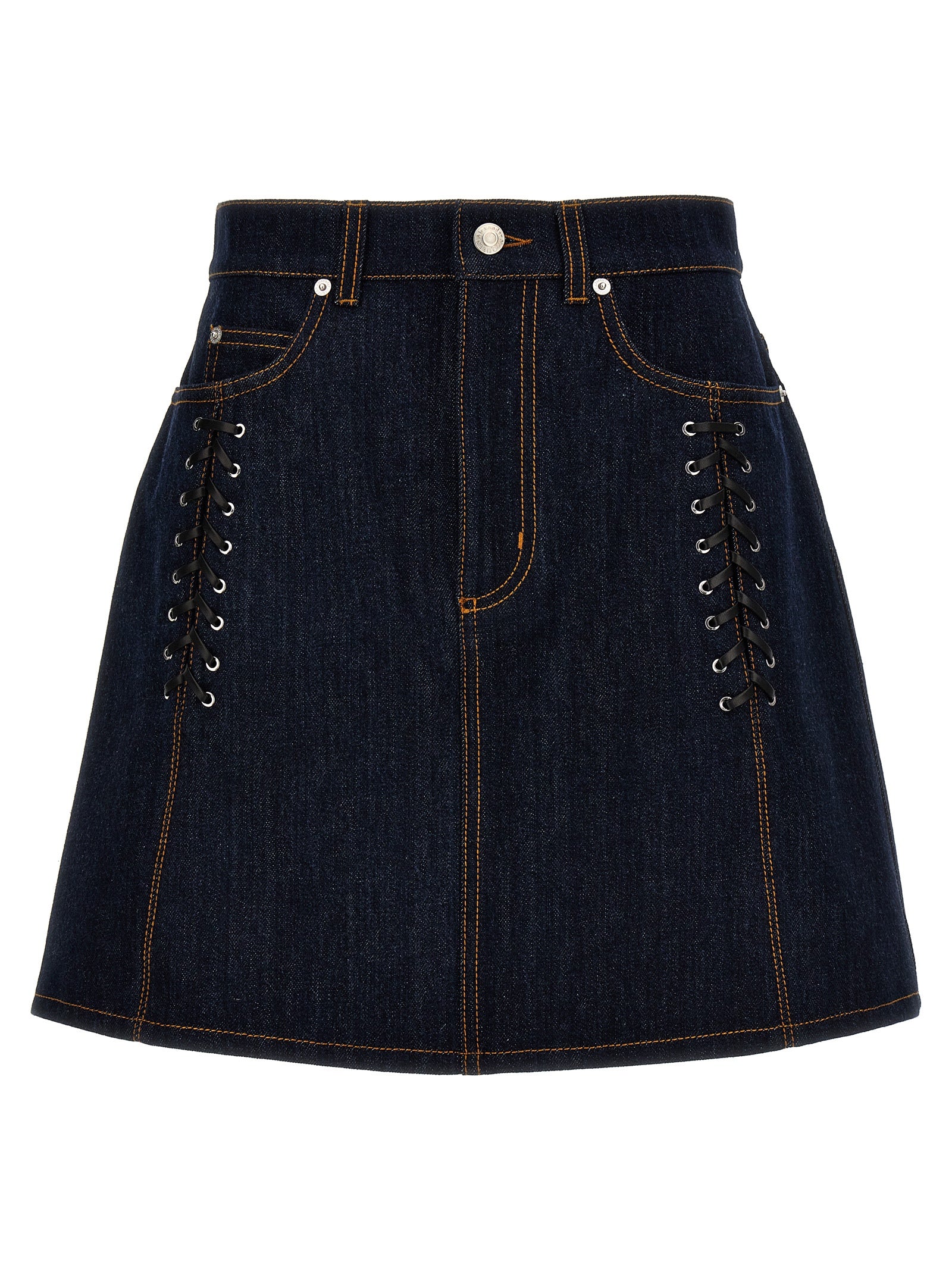 Alexander Mcqueen Lace-Up Denim Skirt