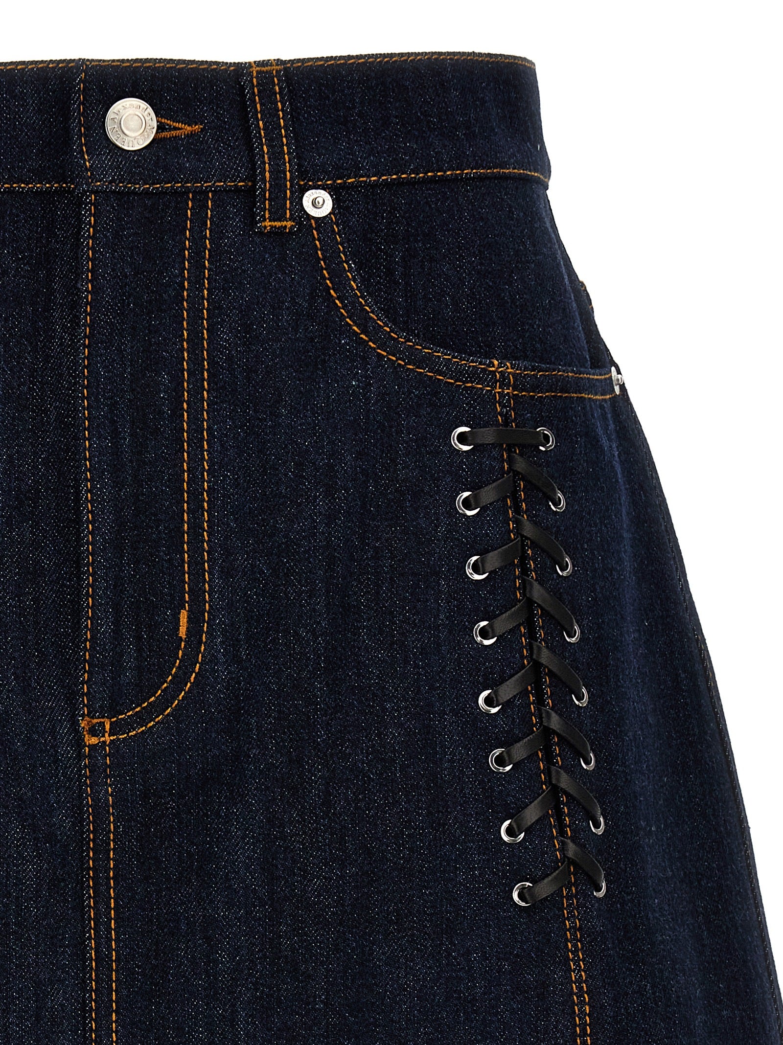 Alexander Mcqueen Lace-Up Denim Skirt