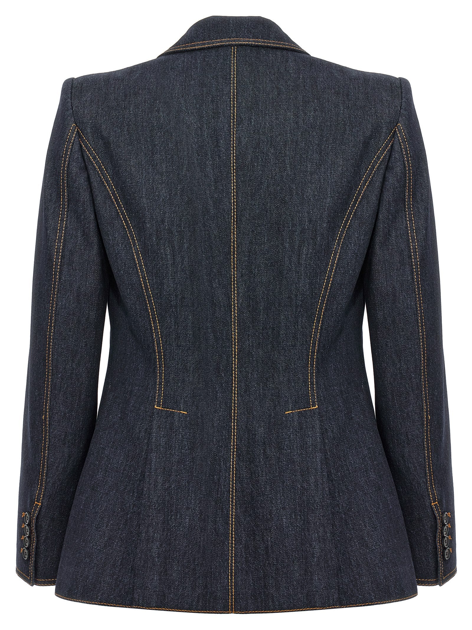 Alexander Mcqueen Lace Up Single-Breasted Denim Blazer