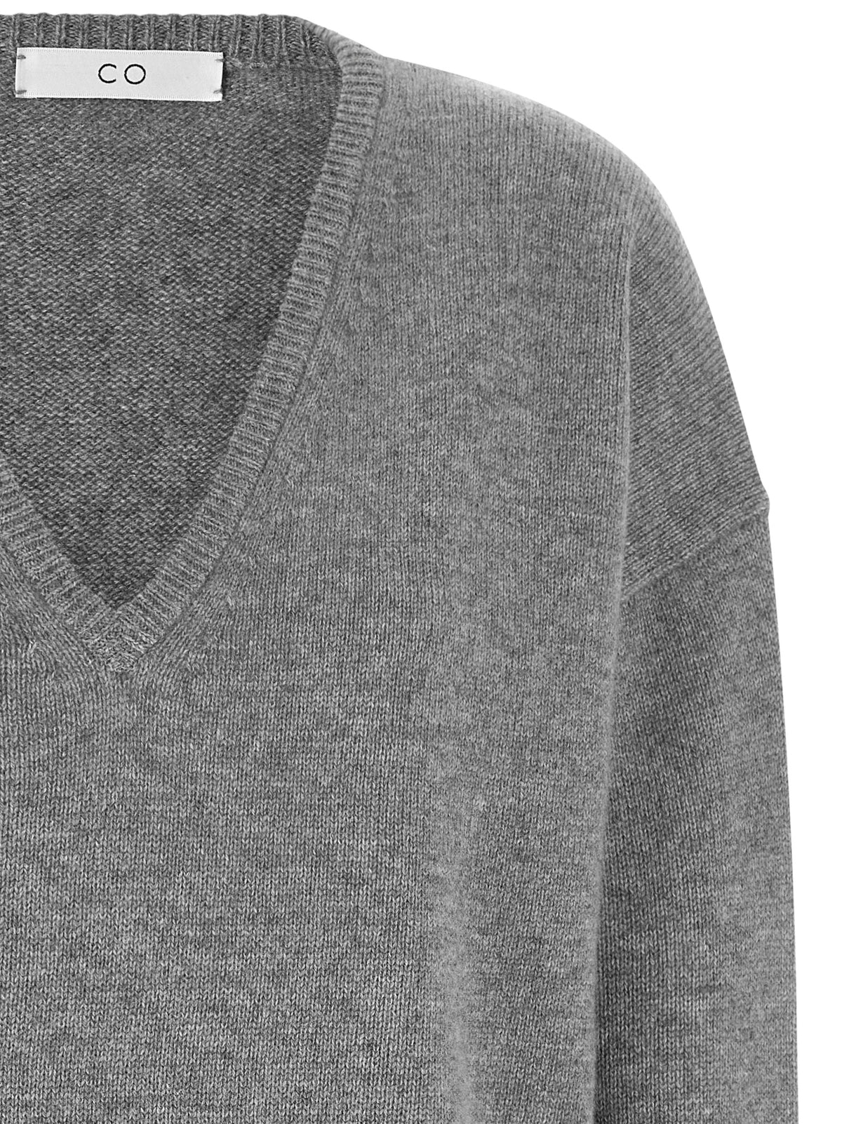 Co Grey Cashmere V-Neck Sweater