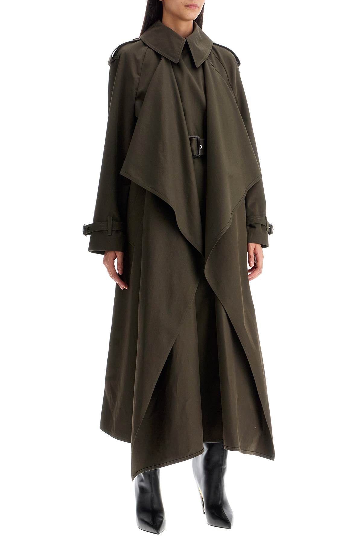 Alexander Mcqueen Double-Breasted Trench Coat With Draped