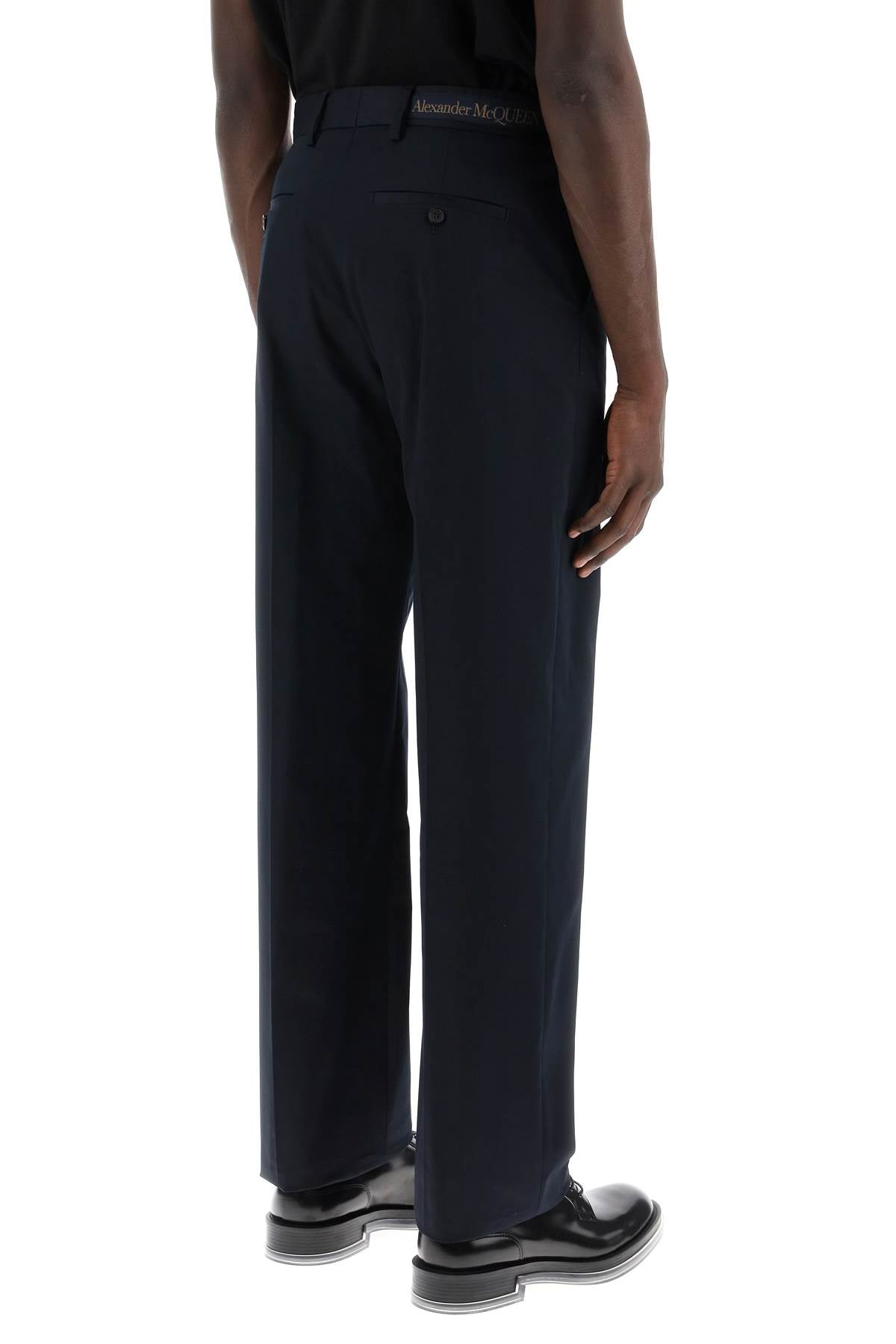 Alexander McQueen Chino Pants With Logo Lettering On The Blue