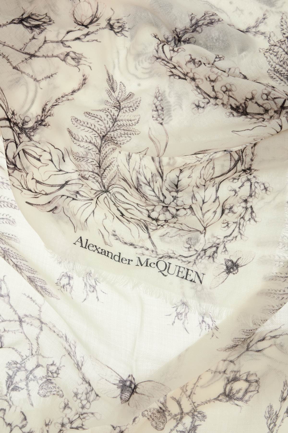 Alexander Mcqueen Wool Stole With Botanical Print