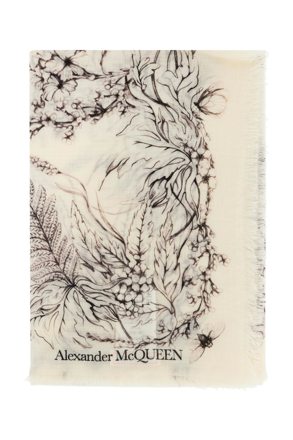 Alexander Mcqueen Wool Stole With Botanical Print