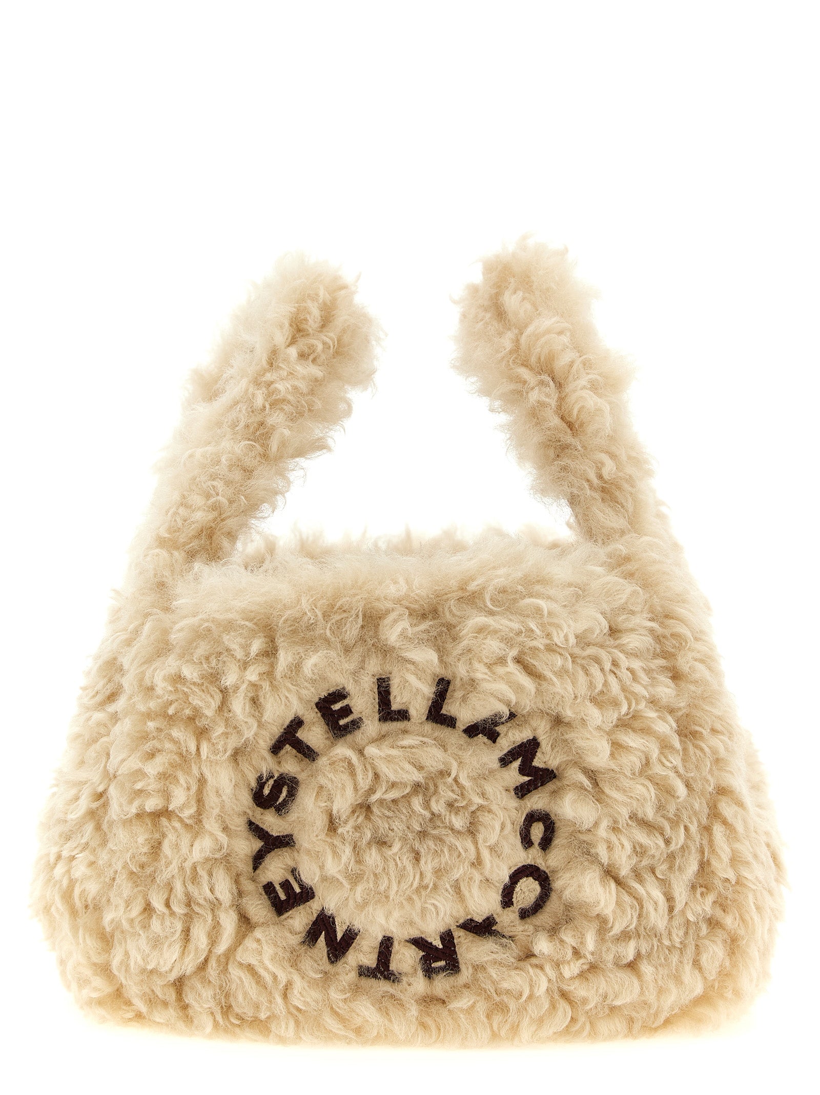 Stella Mccartney Shearling Logo Shoulder Bag