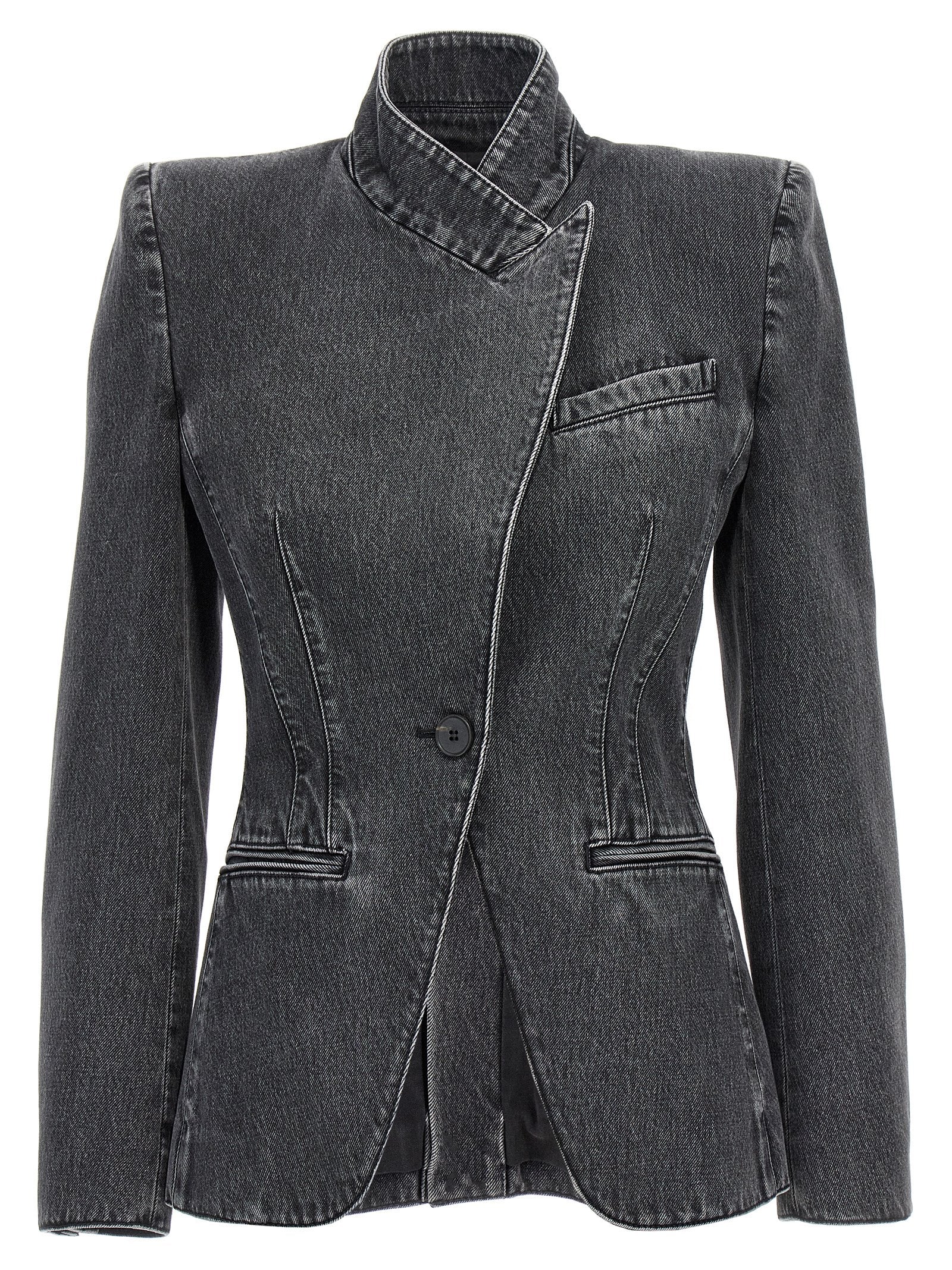 Alexander Mcqueen Deconstructed Denim Blazer