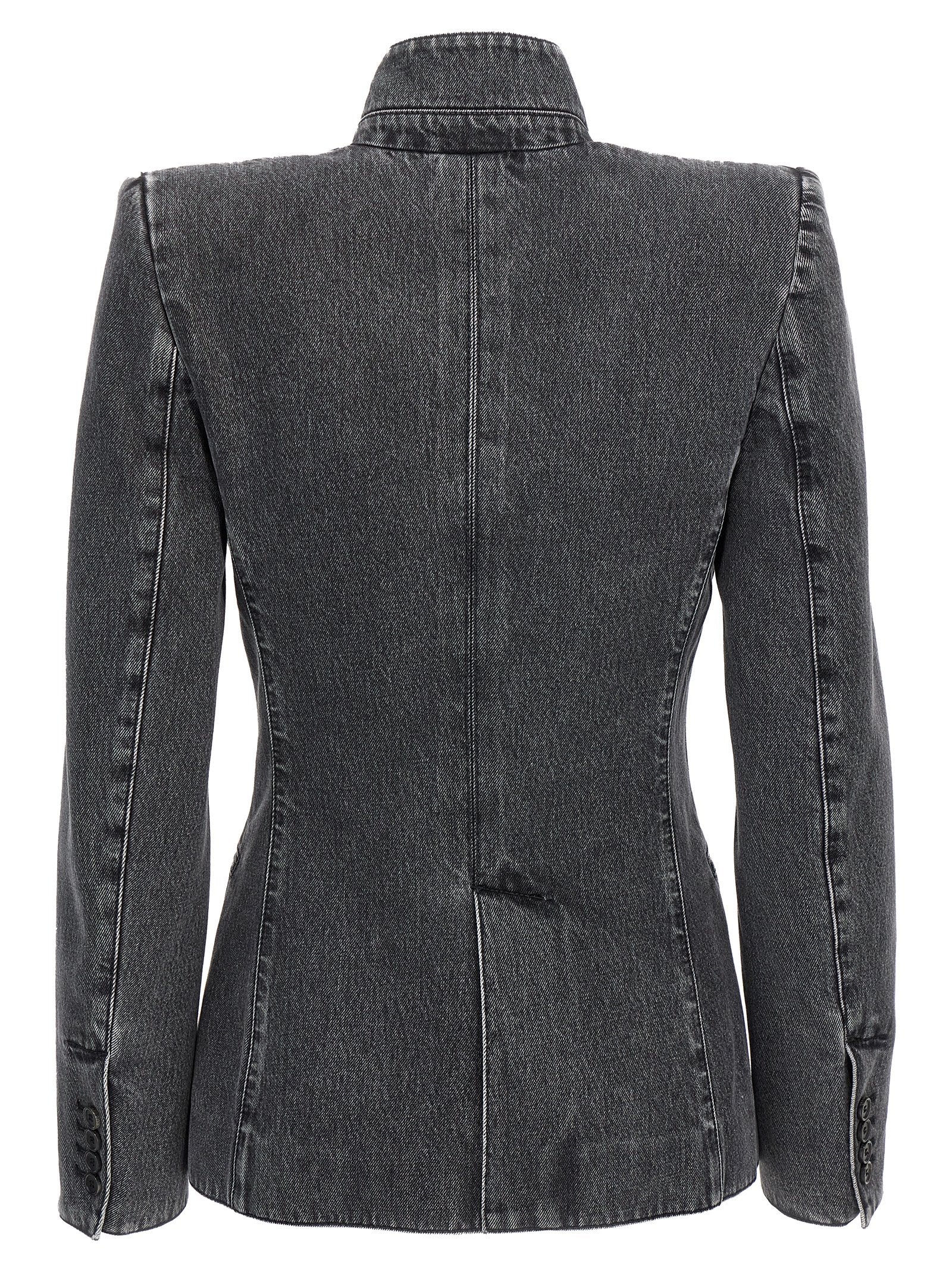 Alexander Mcqueen Deconstructed Denim Blazer