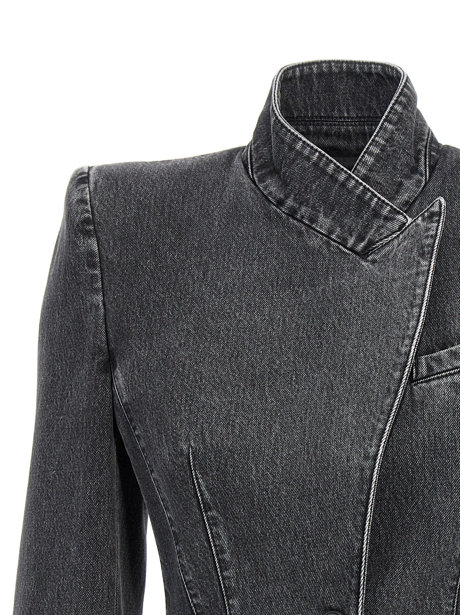 Alexander Mcqueen Deconstructed Denim Blazer