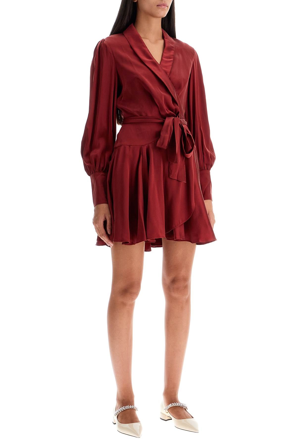 Zimmermann Silk Wrap Mini Dress With Nine Words