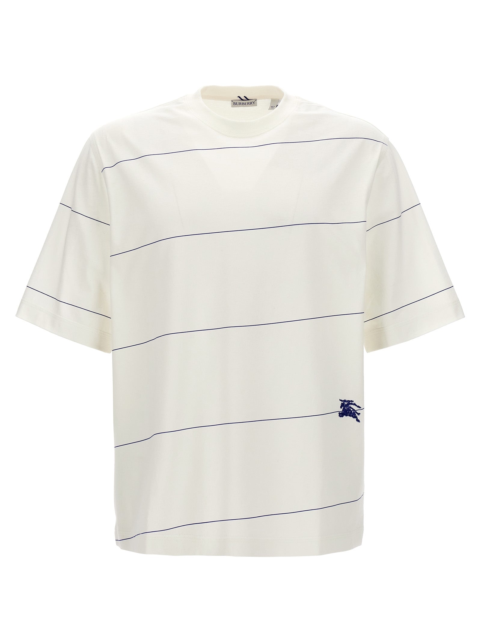 Burberry Logo Embroidery Striped T-Shirt