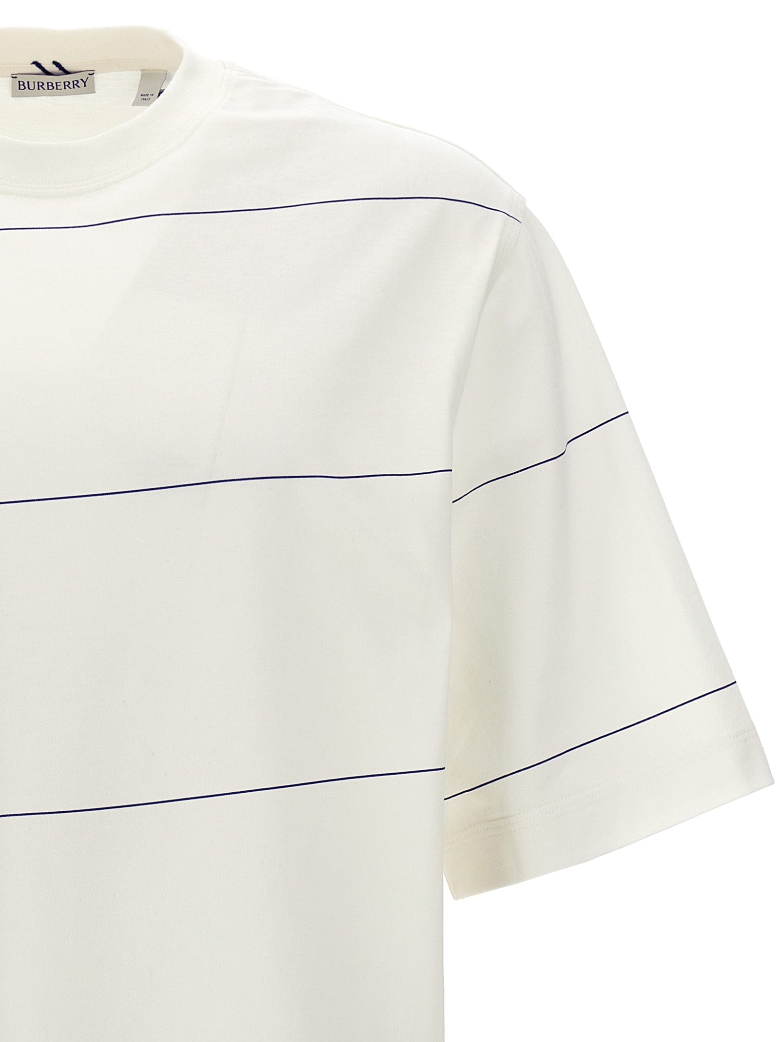 Burberry Logo Embroidery Striped T-Shirt