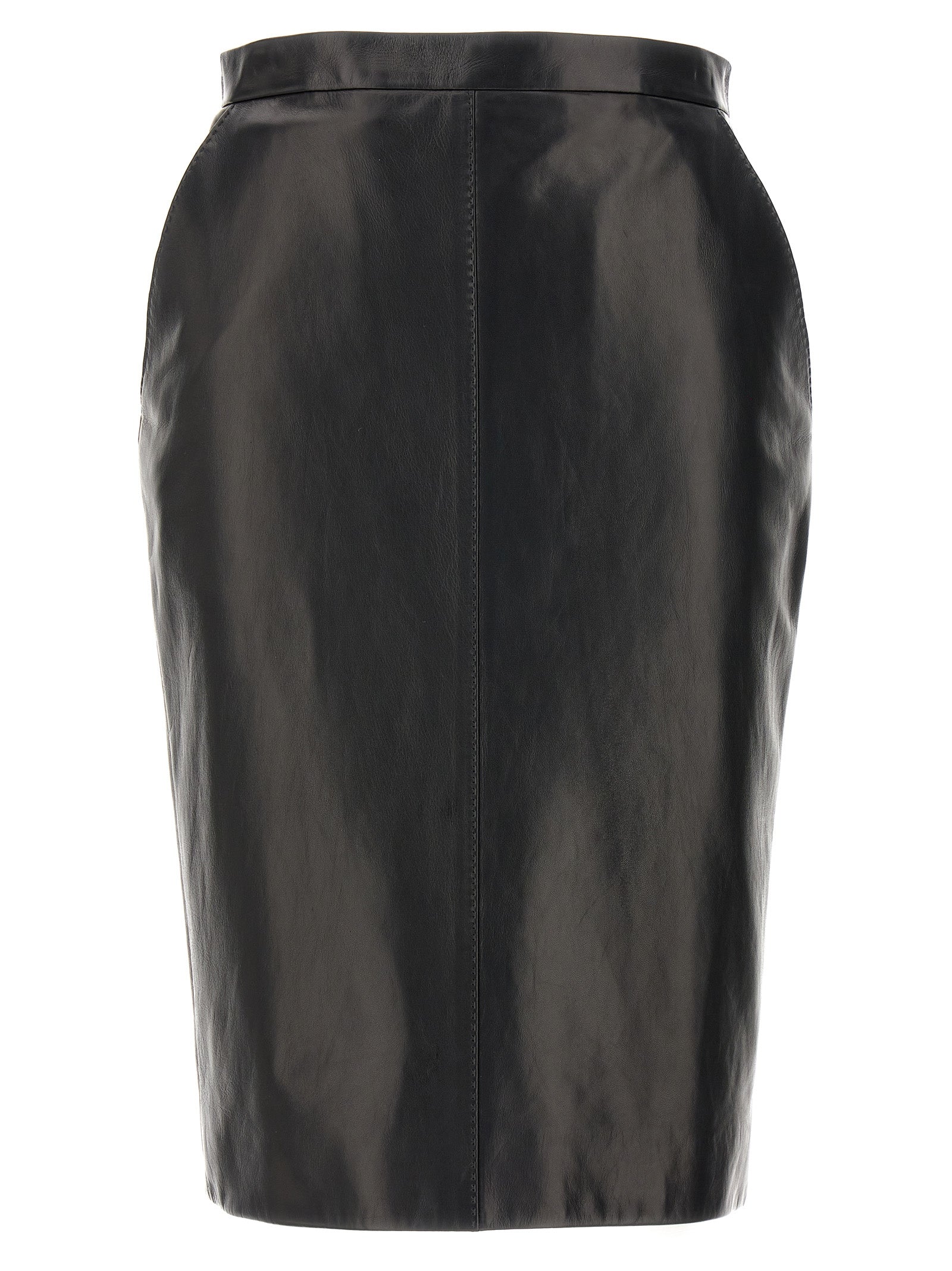 Saint Laurent Leather Midi Skirt