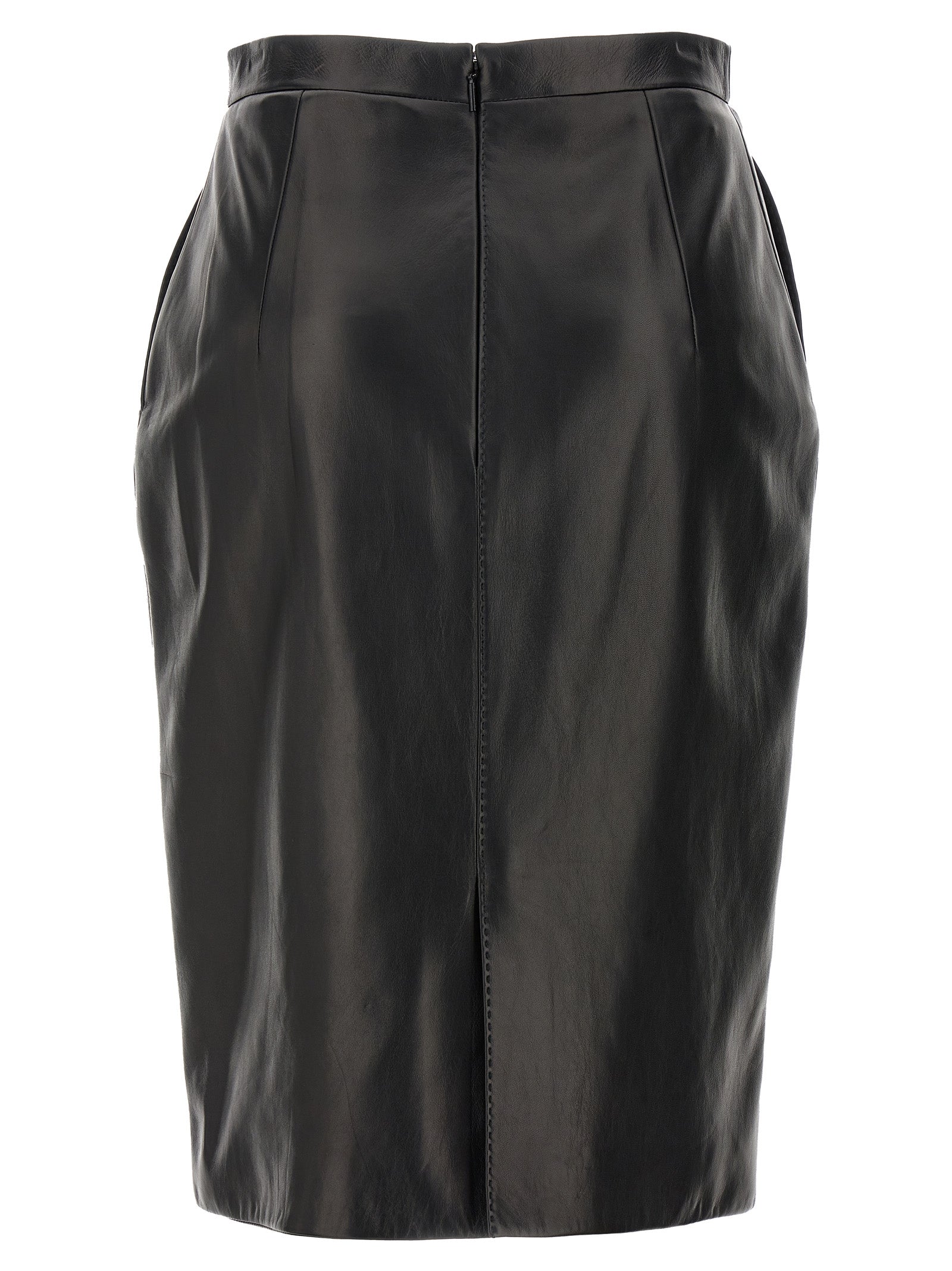 Saint Laurent Leather Midi Skirt