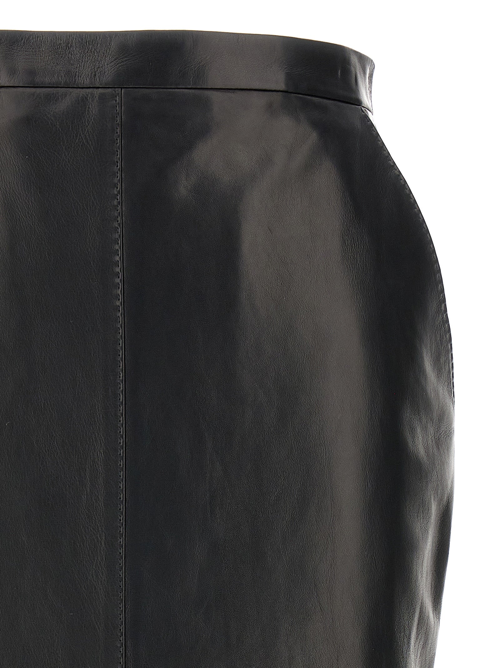 Saint Laurent Leather Midi Skirt