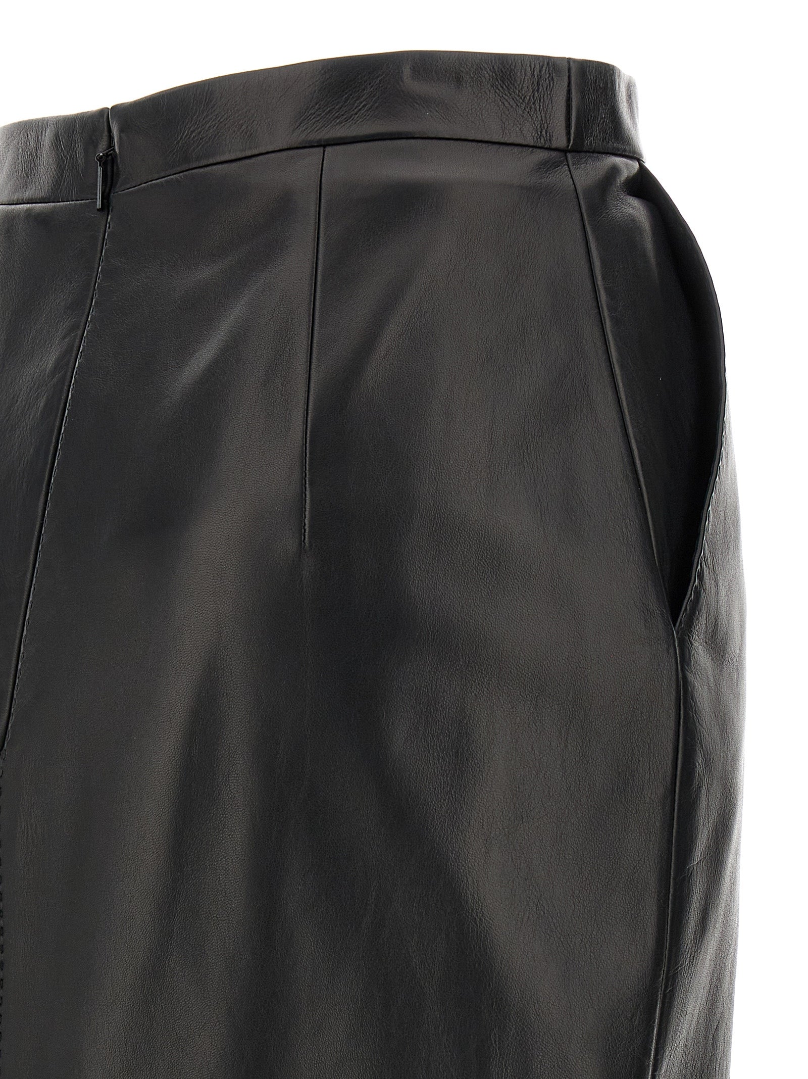 Saint Laurent Leather Midi Skirt