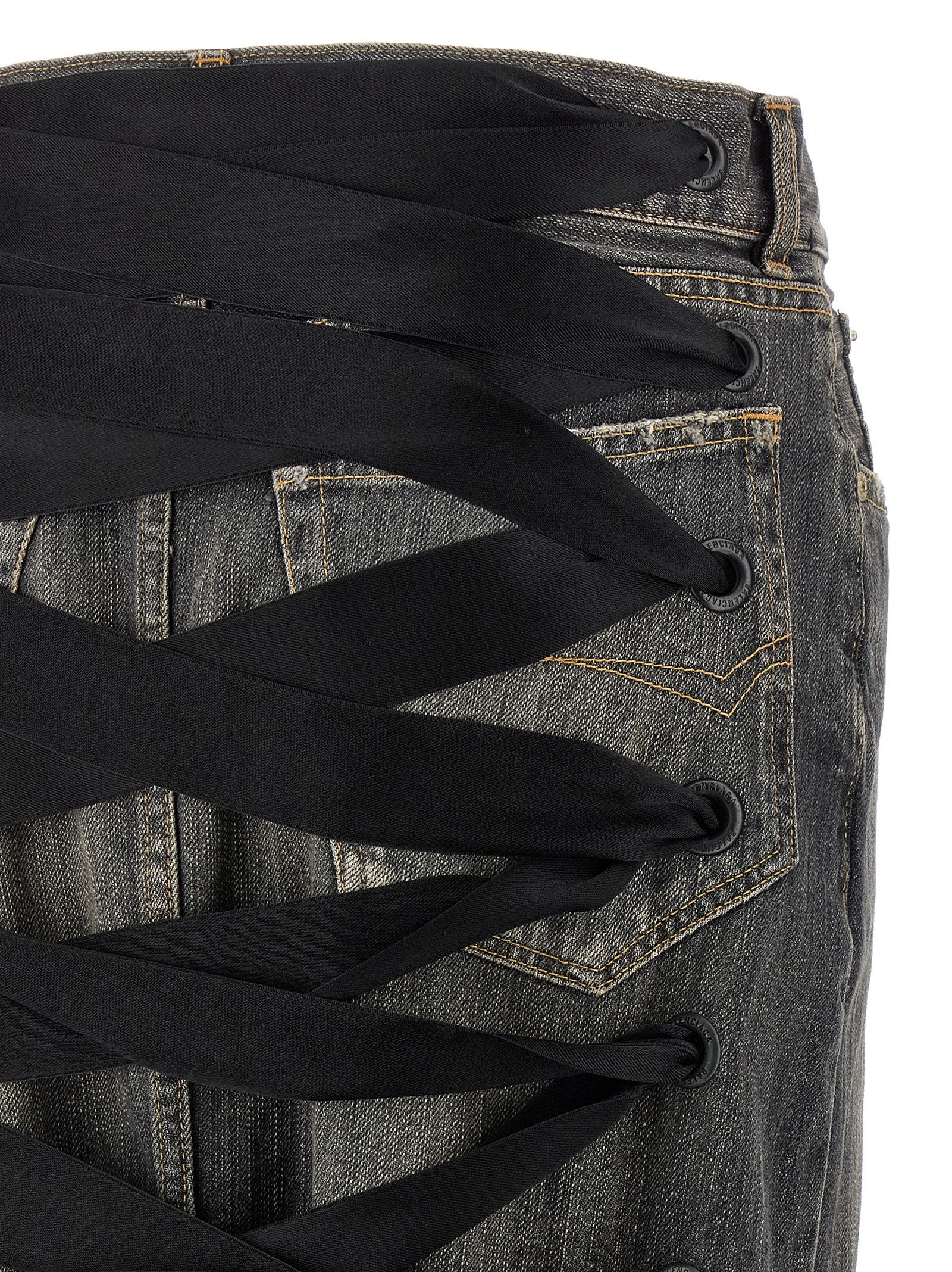 Balenciaga 'Lace Up' Denim Skirt