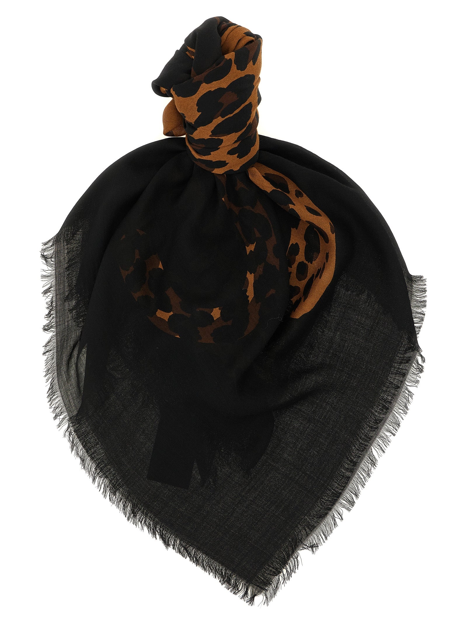 Saint Laurent 'Cassandre' Scarf With Leopard Pattern