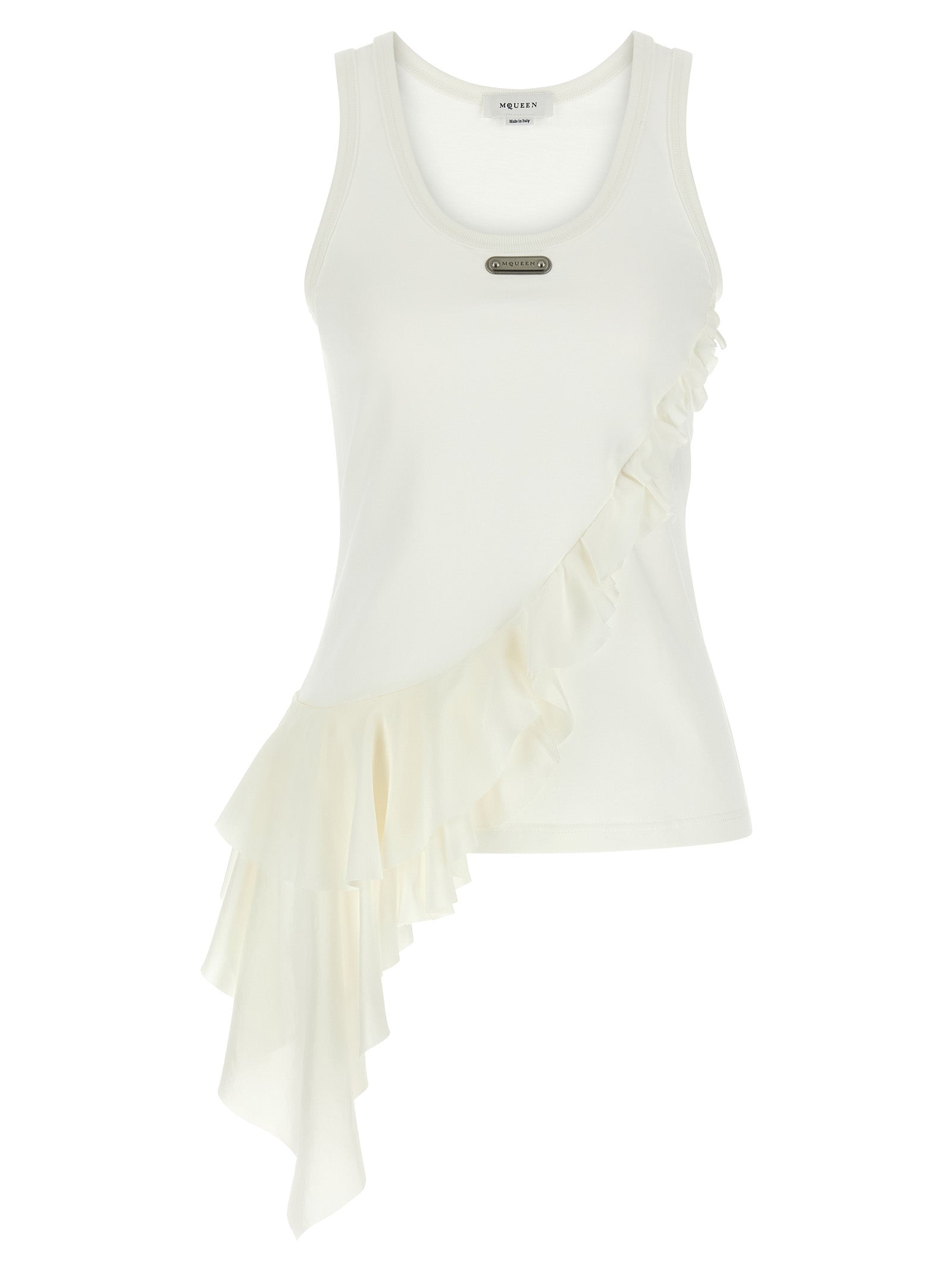 Mcqueen Silk Ruffle Tank Top