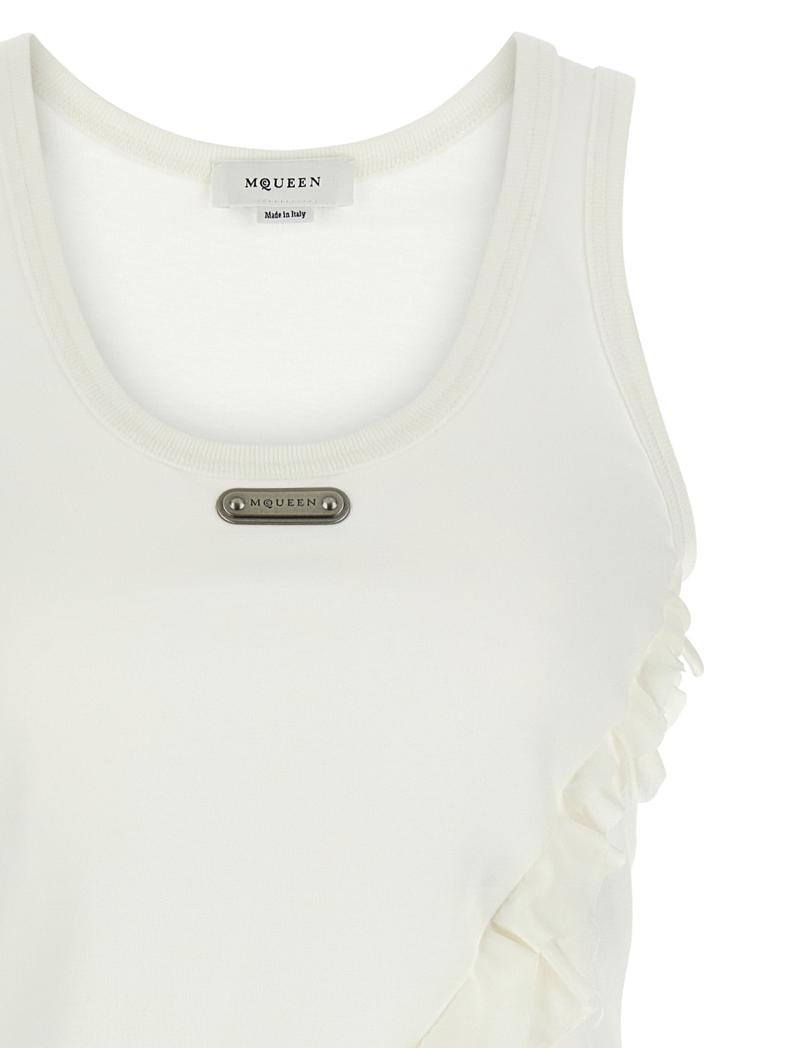 Mcqueen Silk Ruffle Tank Top