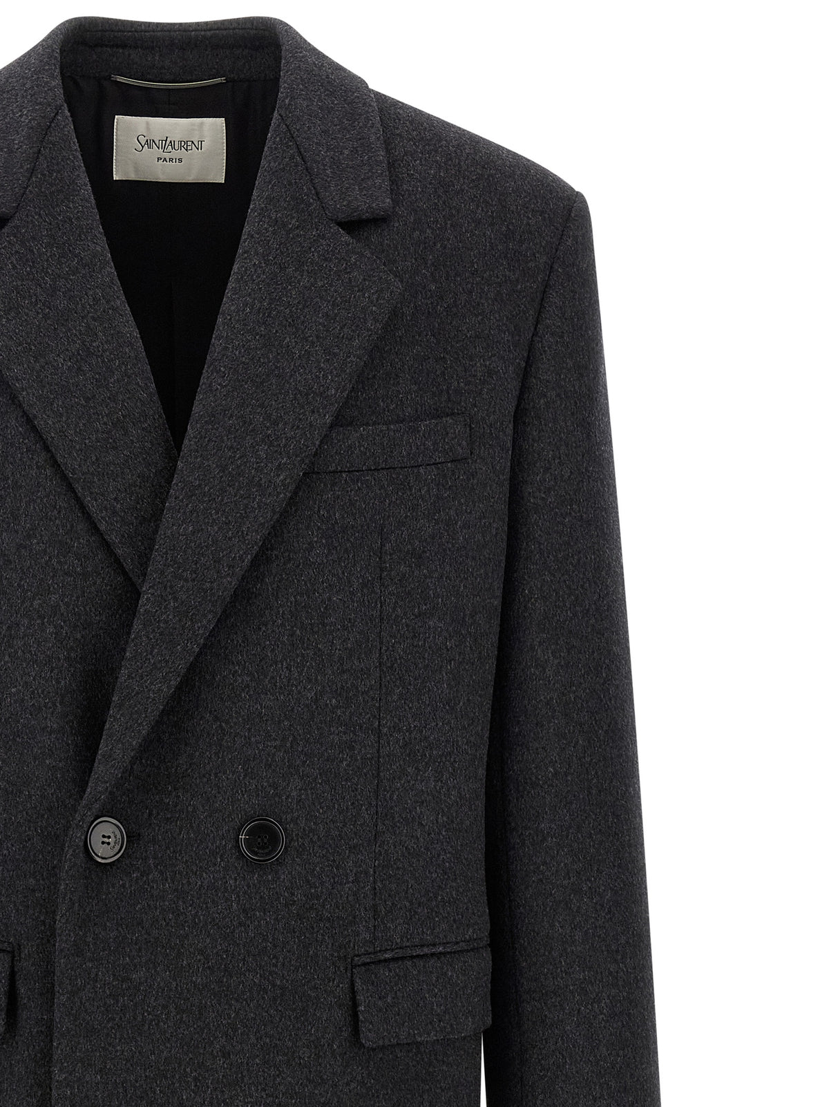 Saint Laurent Double-Face Combed Wool Coat