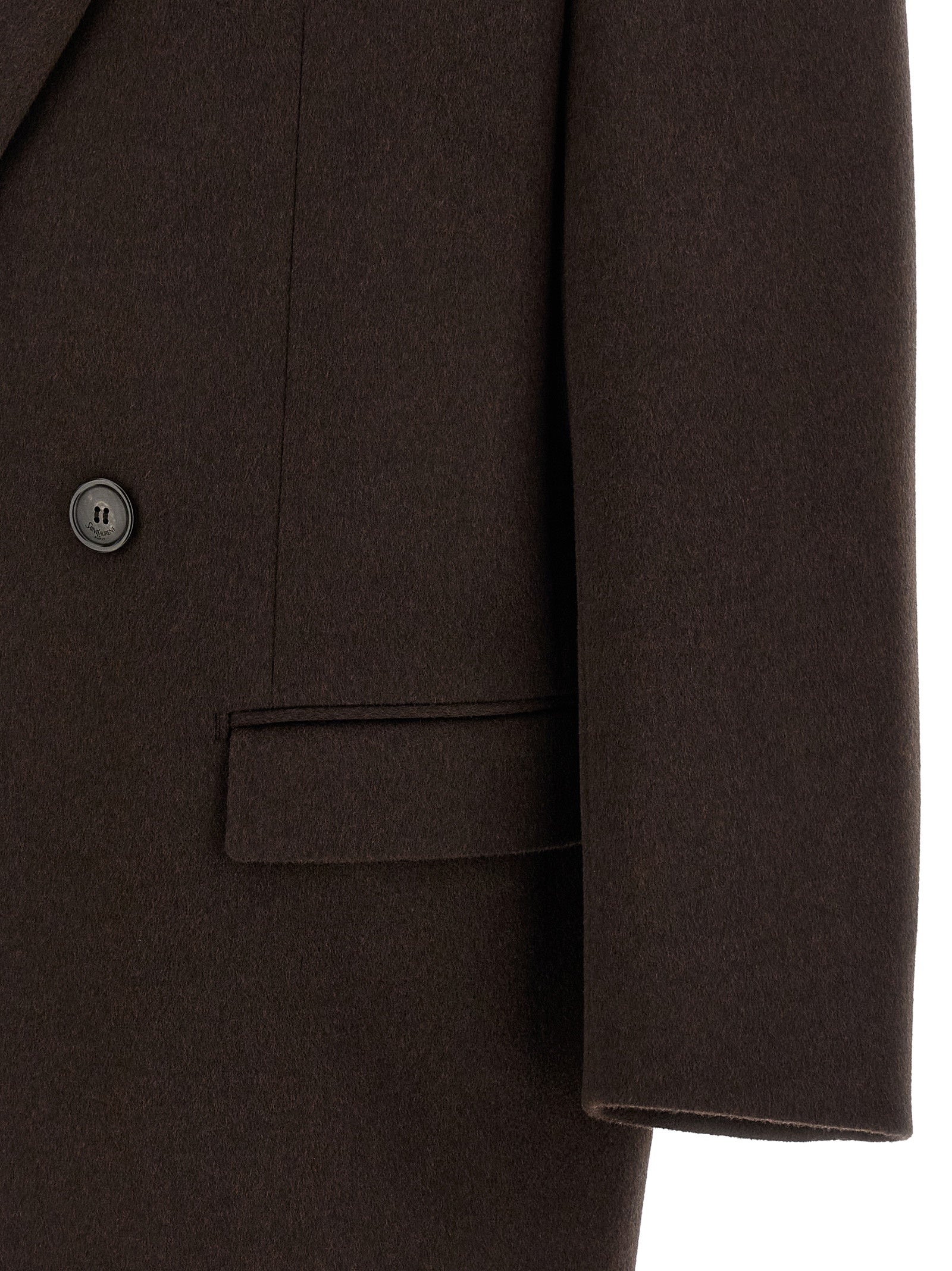 Saint Laurent Double-Face Combed Wool Coat