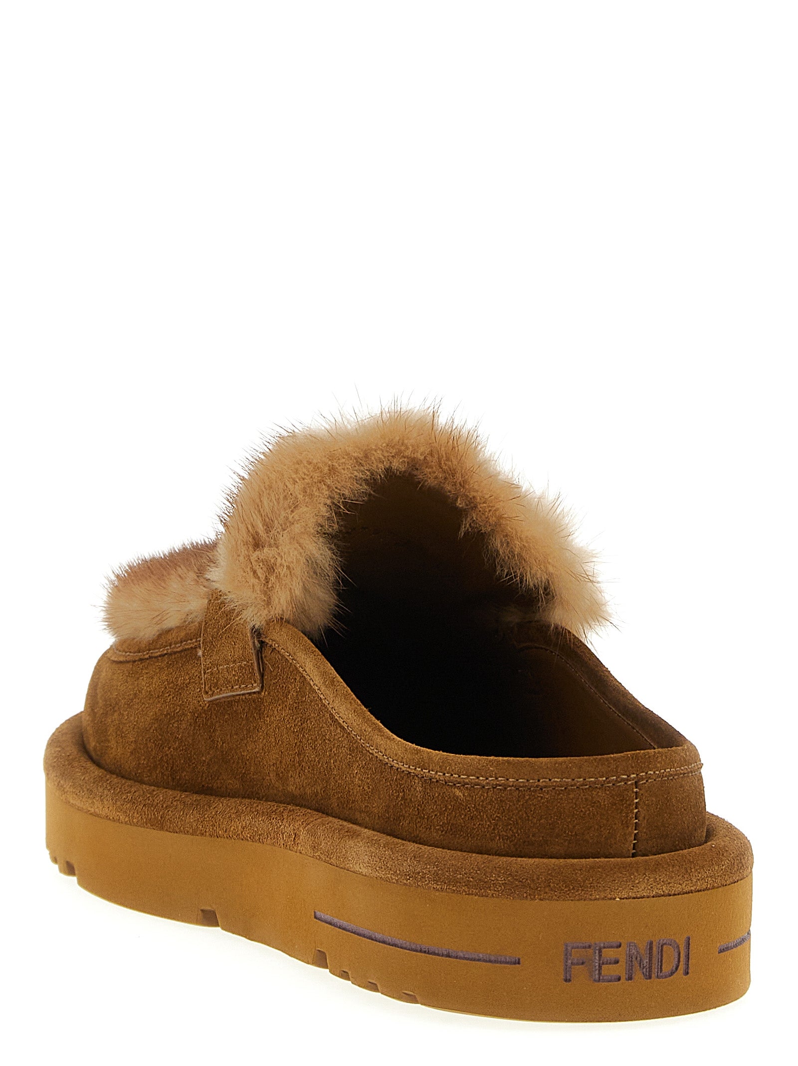 Fendi Suede And Fur Sabots