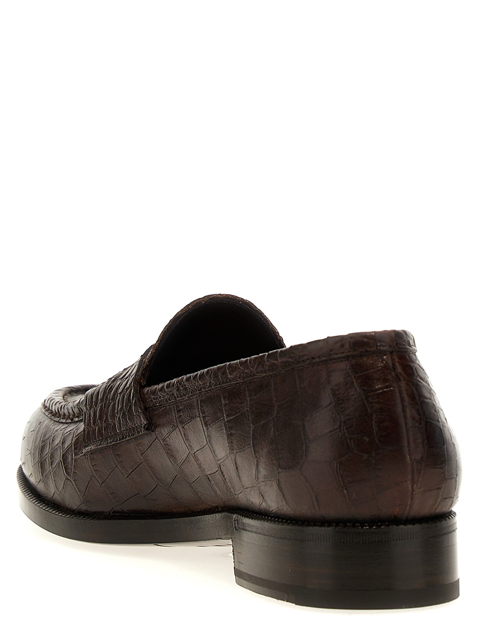 Lidfort Croc Print Leather Loafers