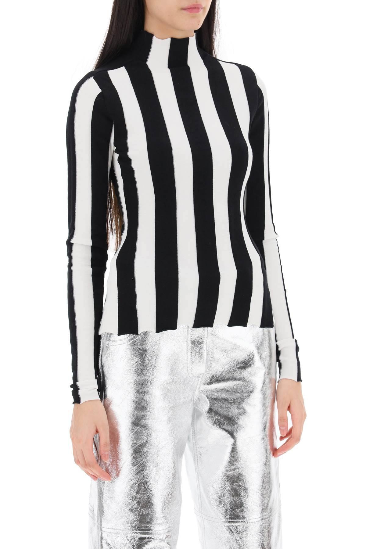 Interior Ridley Striped Funnel-Neck Sweater