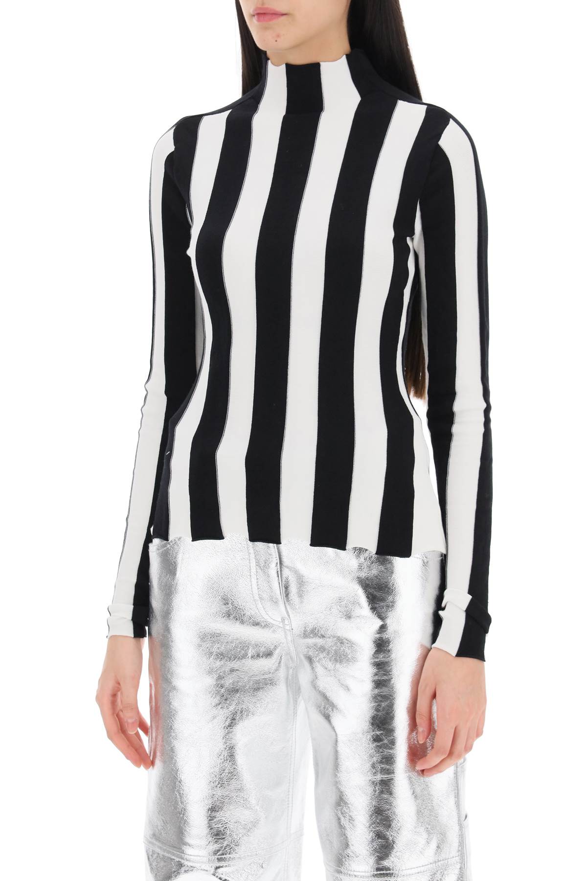 Interior Ridley Striped Funnel-Neck Sweater