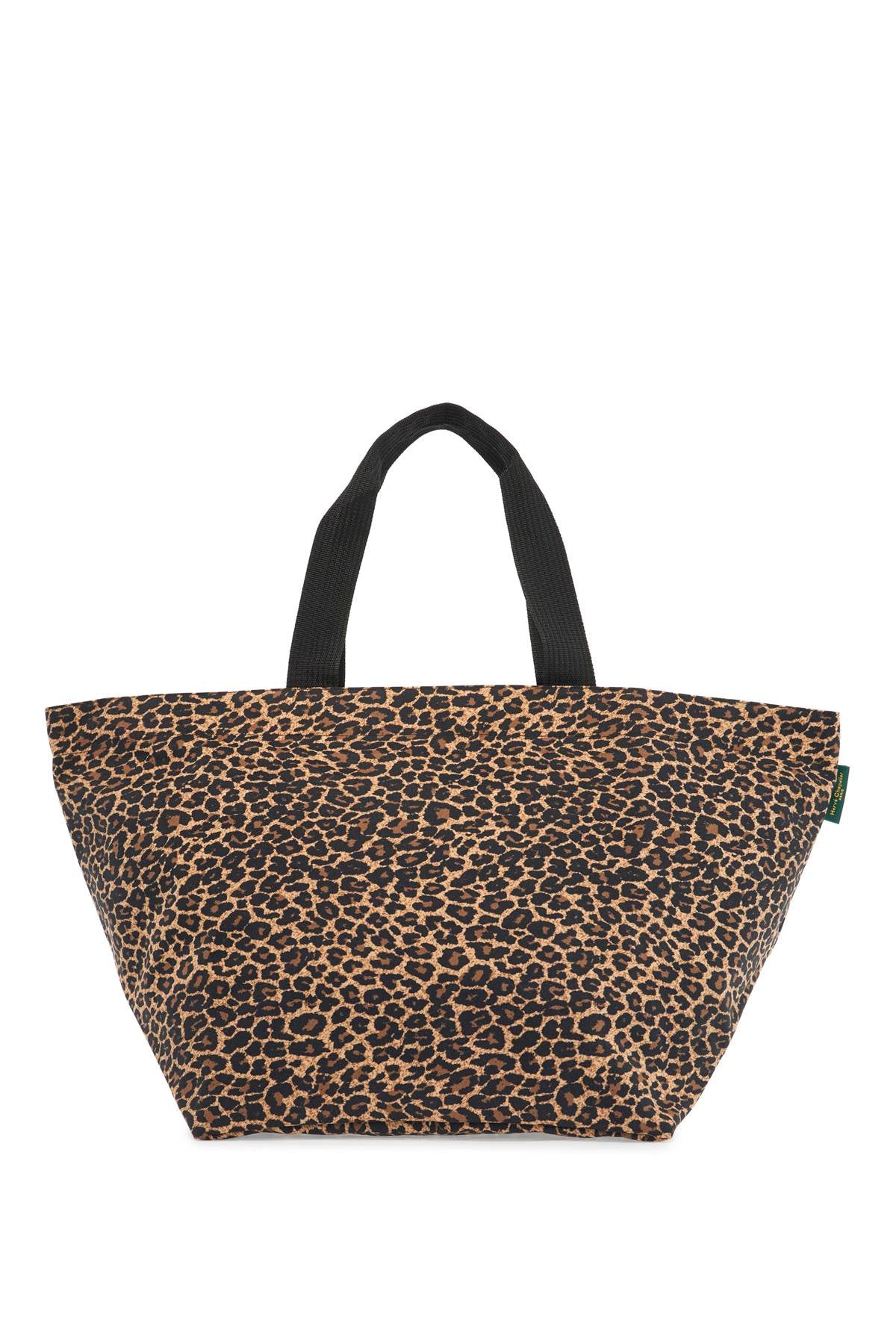 Herve Chapelier Leopard Print Xl Square Bottom Tote Bag