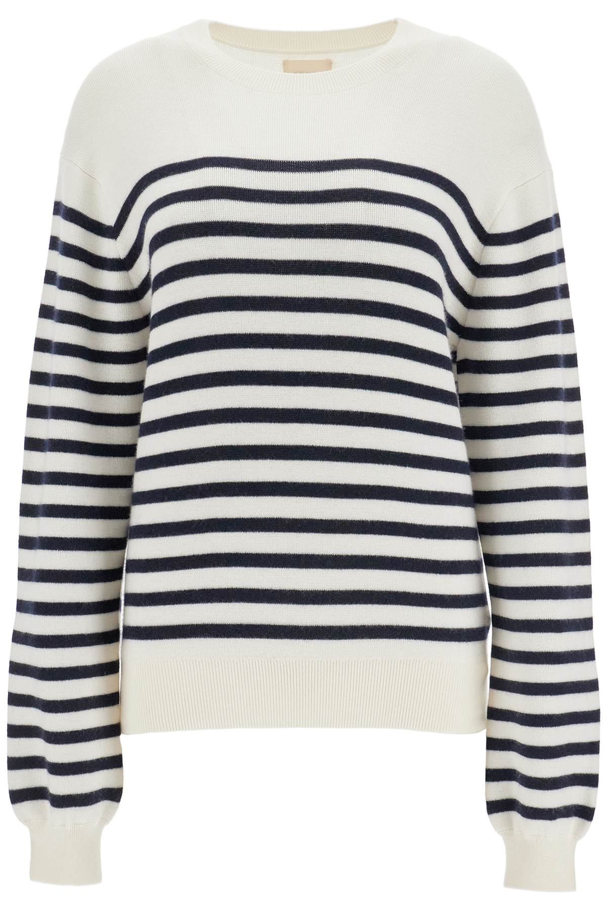 Khaite White And Navy Blue Striped Merino Wool Sweater