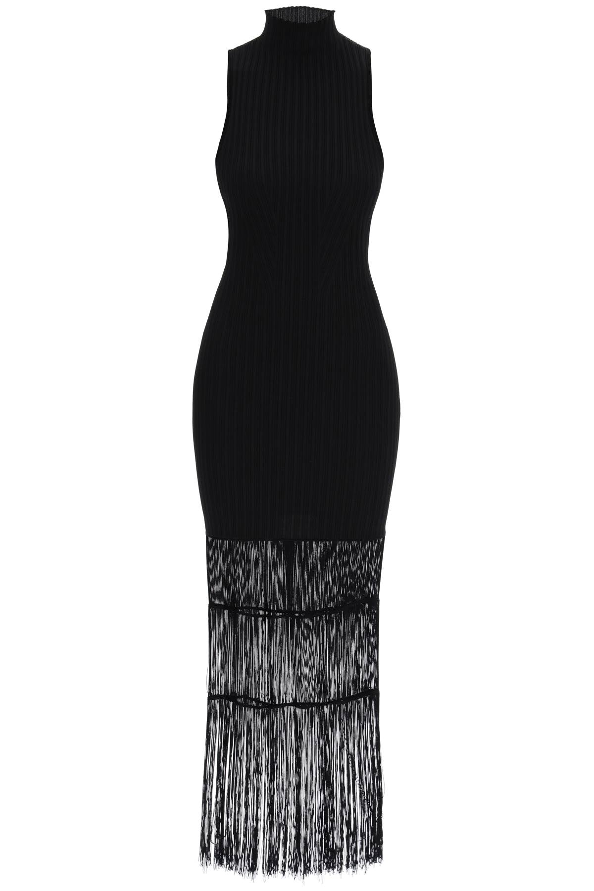 Khaite Ribbed Knit Dress With Fringe Details