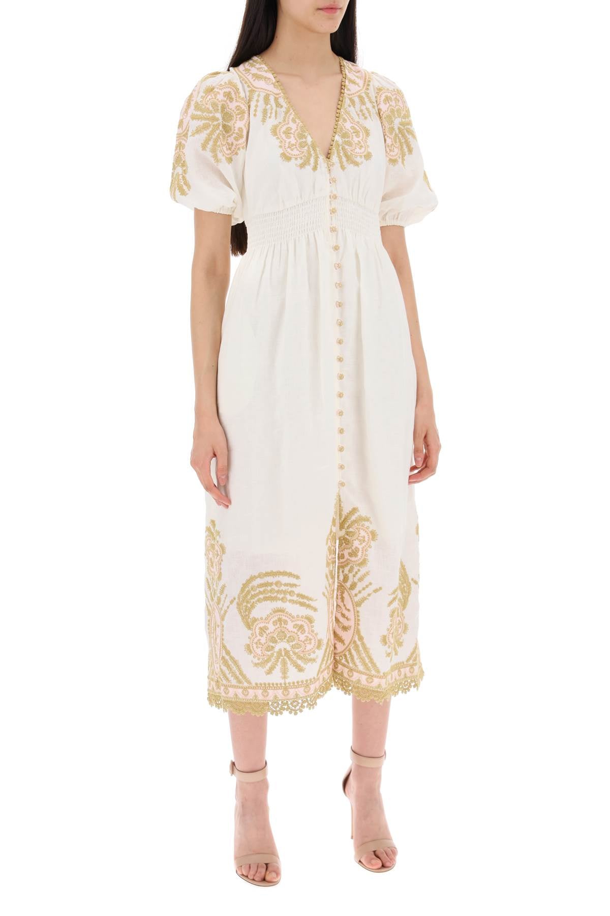 Zimmermann Waverly Embroidered Linen Dress