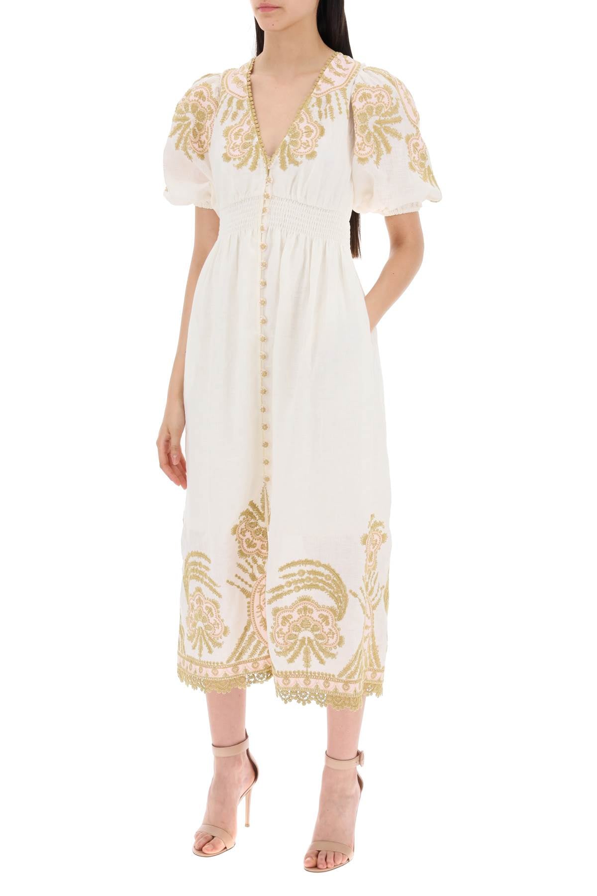 Zimmermann Waverly Embroidered Linen Dress