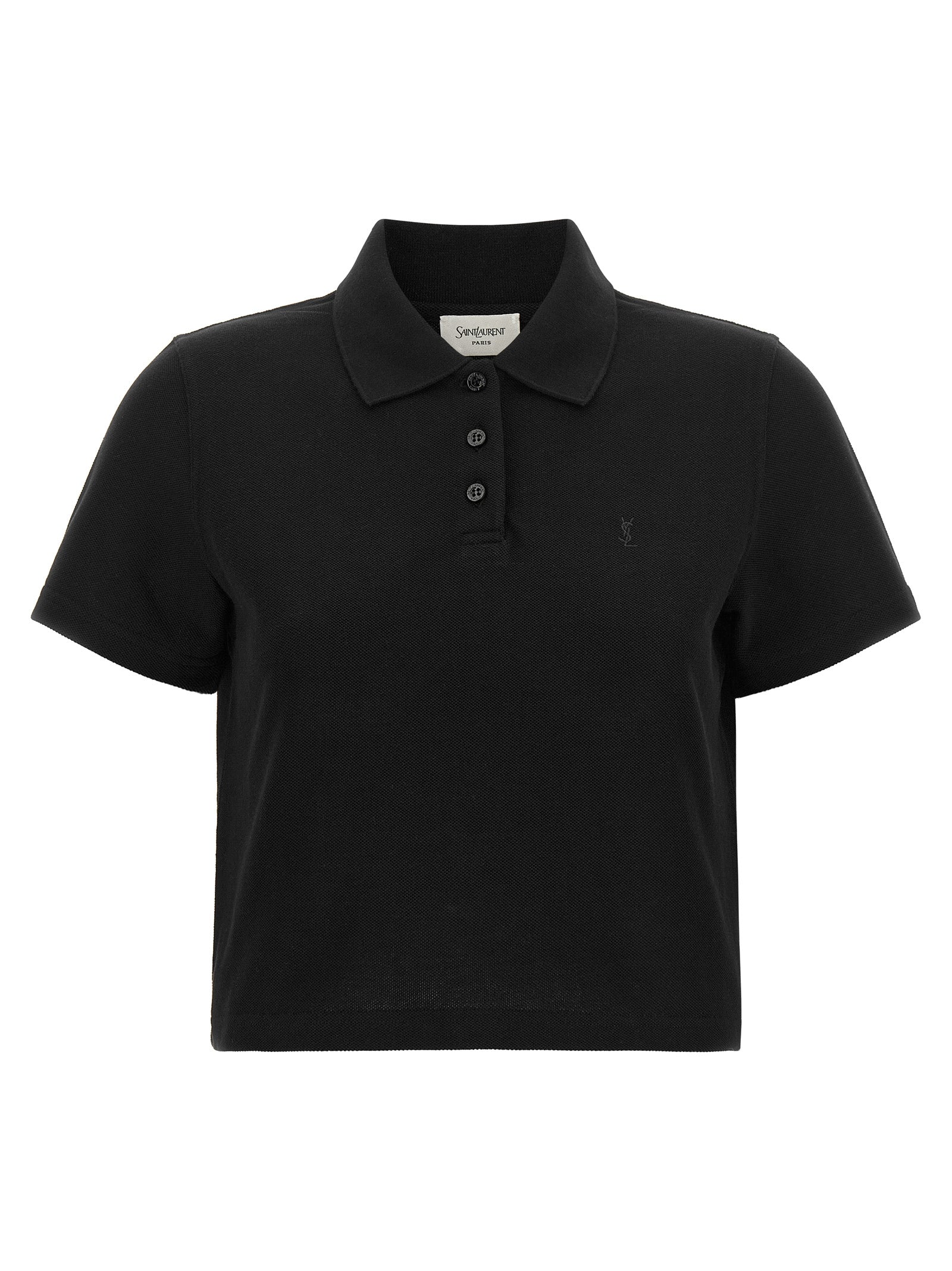 Saint Laurent 'Cassandre' Crop Polo Shirt