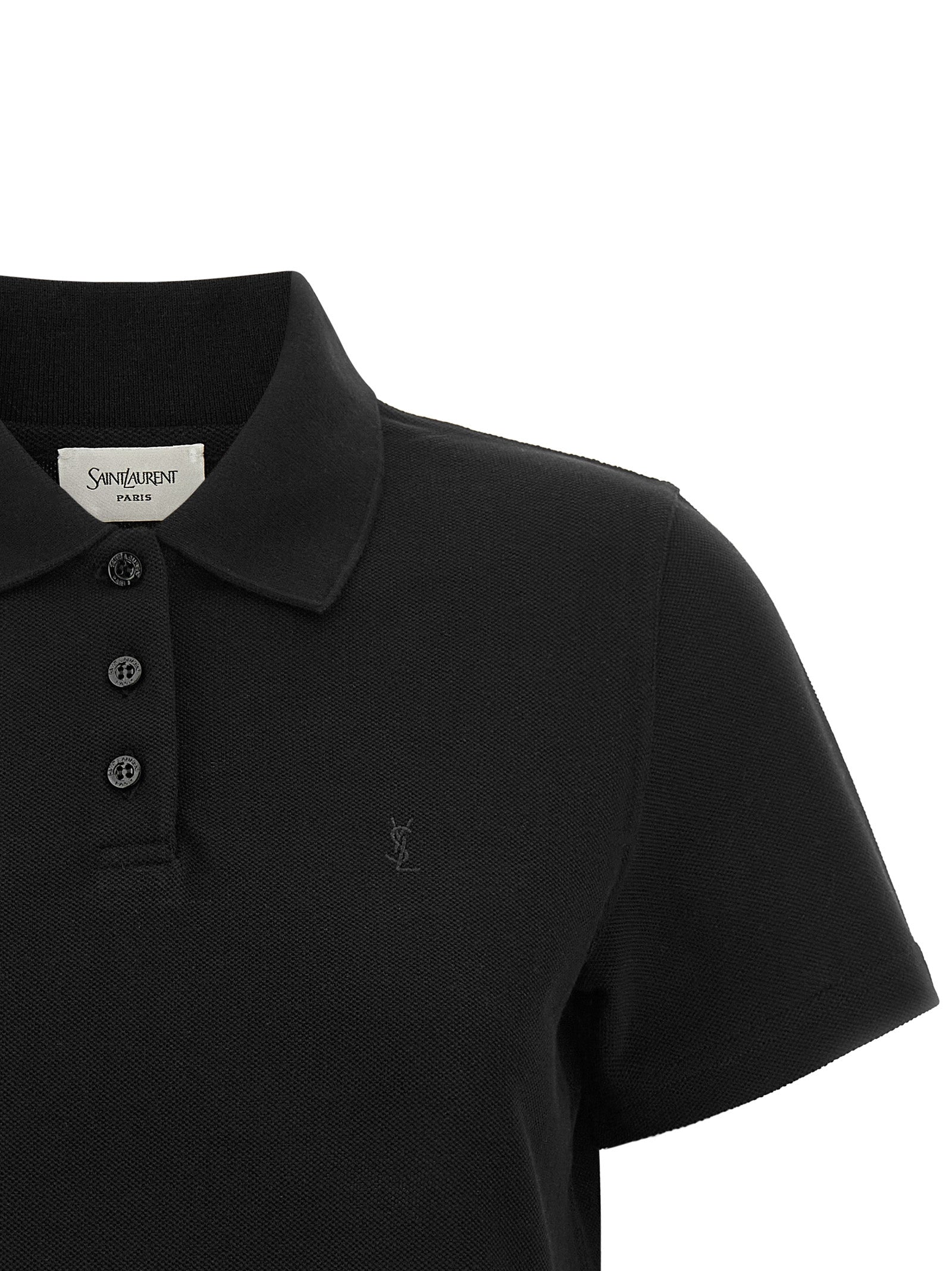 Saint Laurent 'Cassandre' Crop Polo Shirt