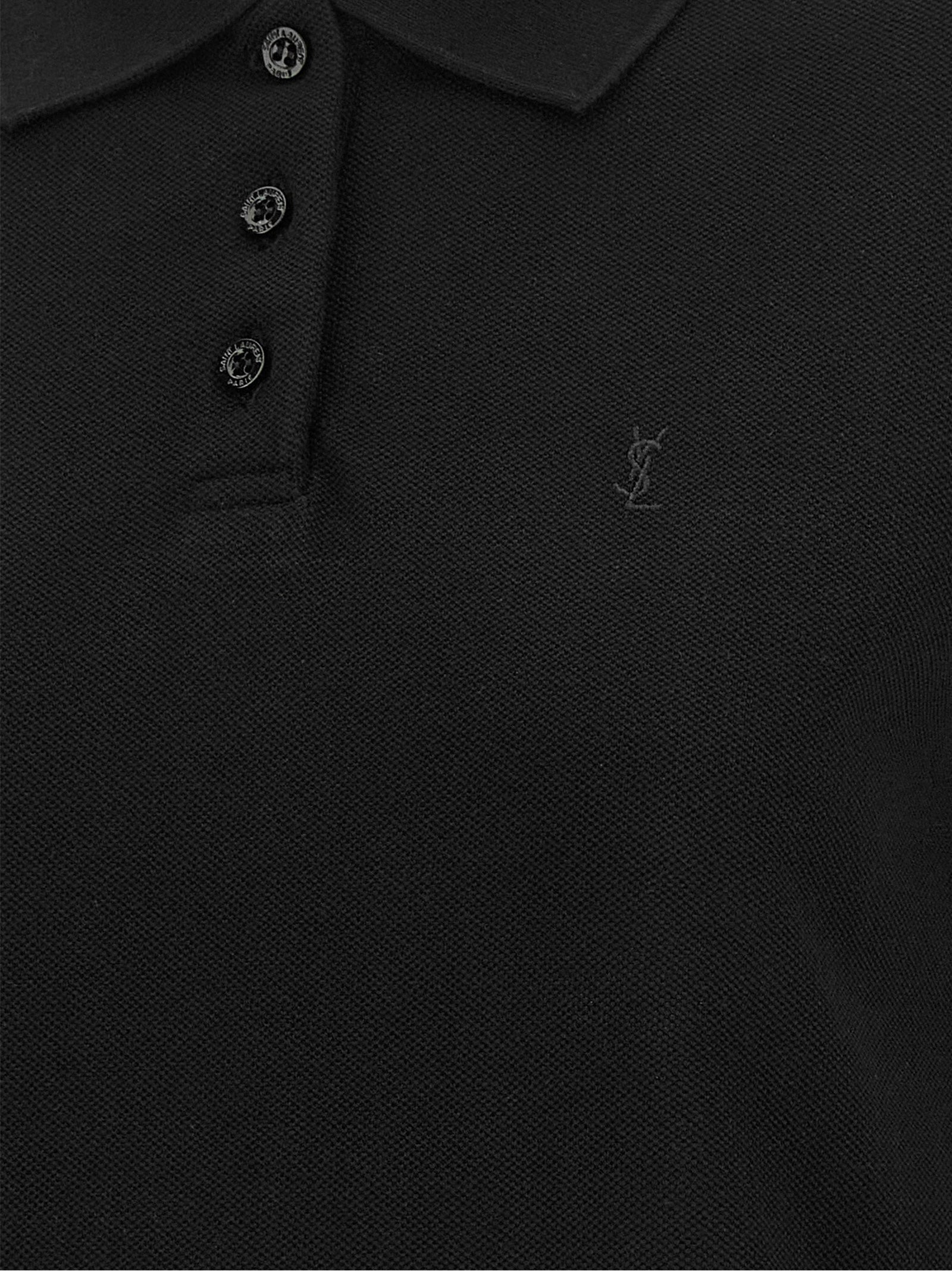 Saint Laurent 'Cassandre' Crop Polo Shirt